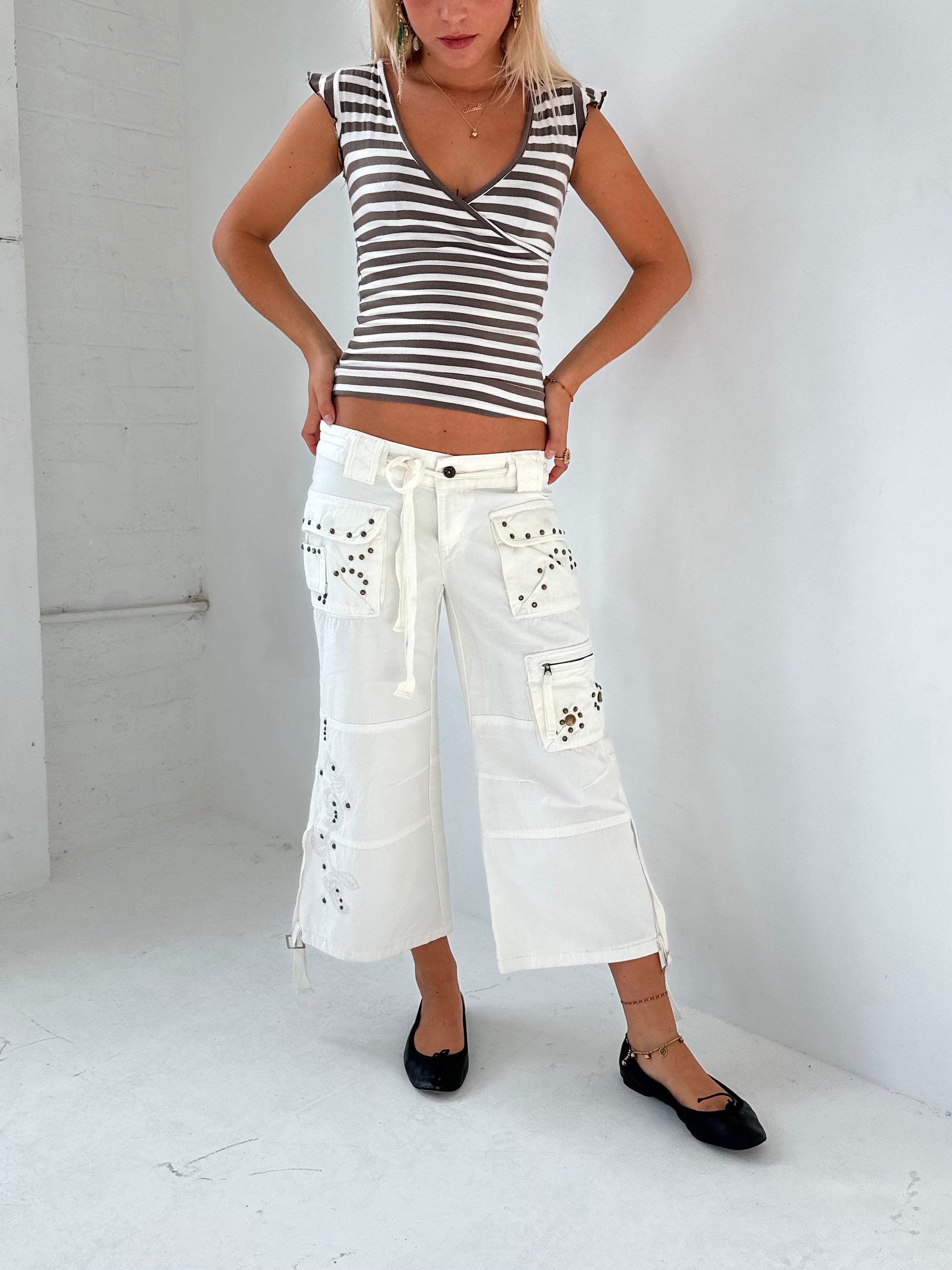 cargo capri pants — size s/m