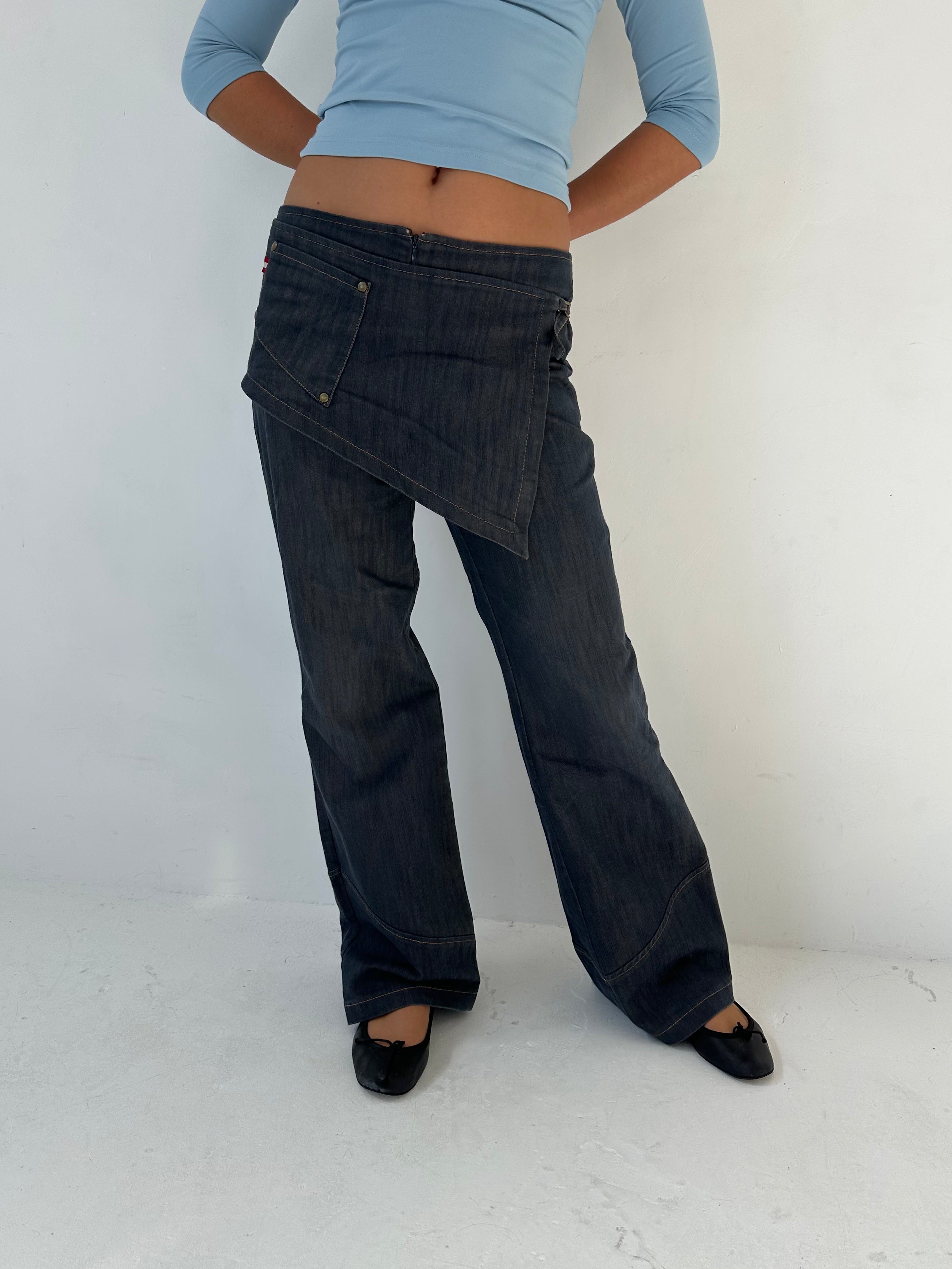 jeans with skirt overlay — size xs/s