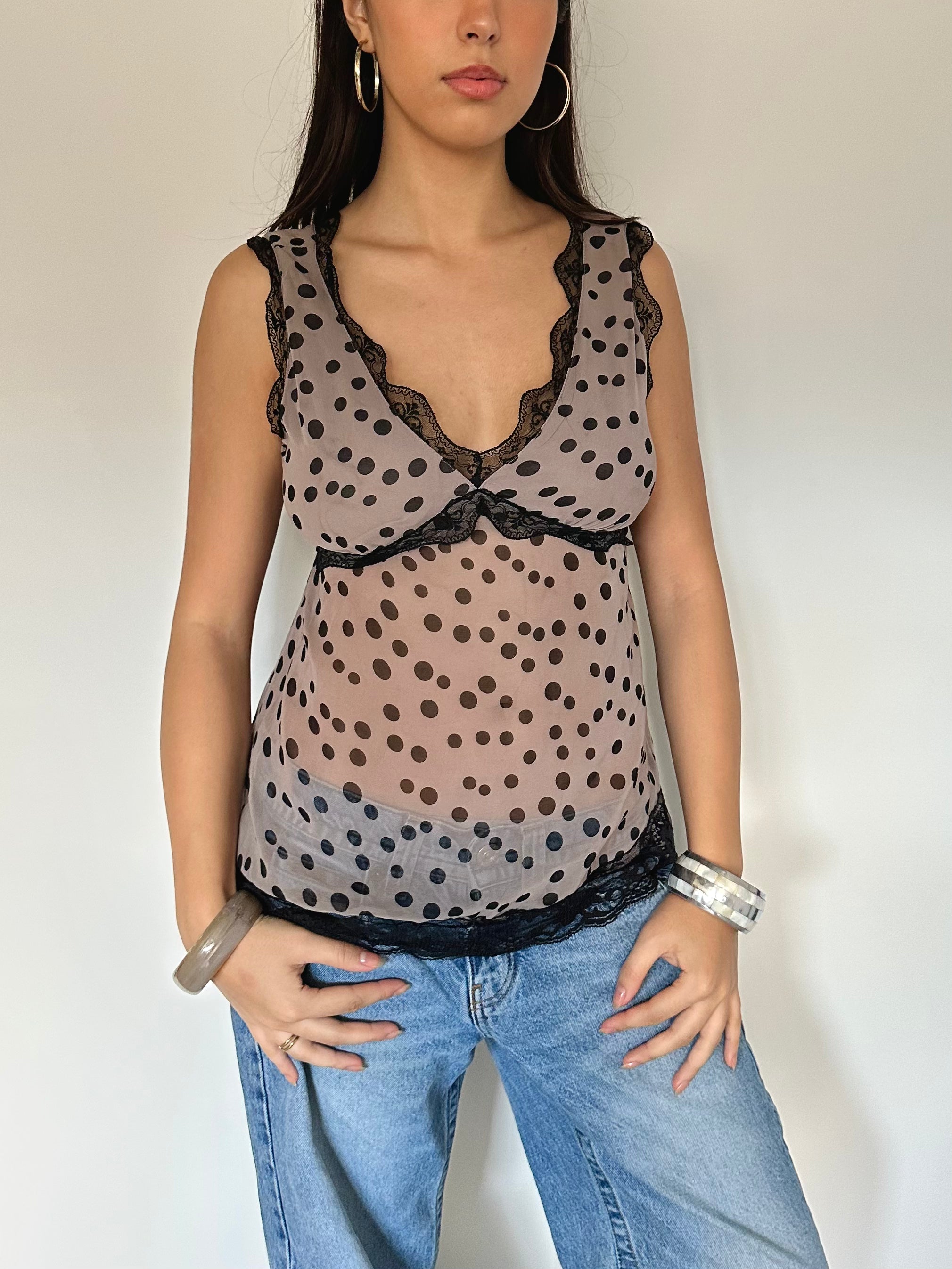 polka dot top — size s