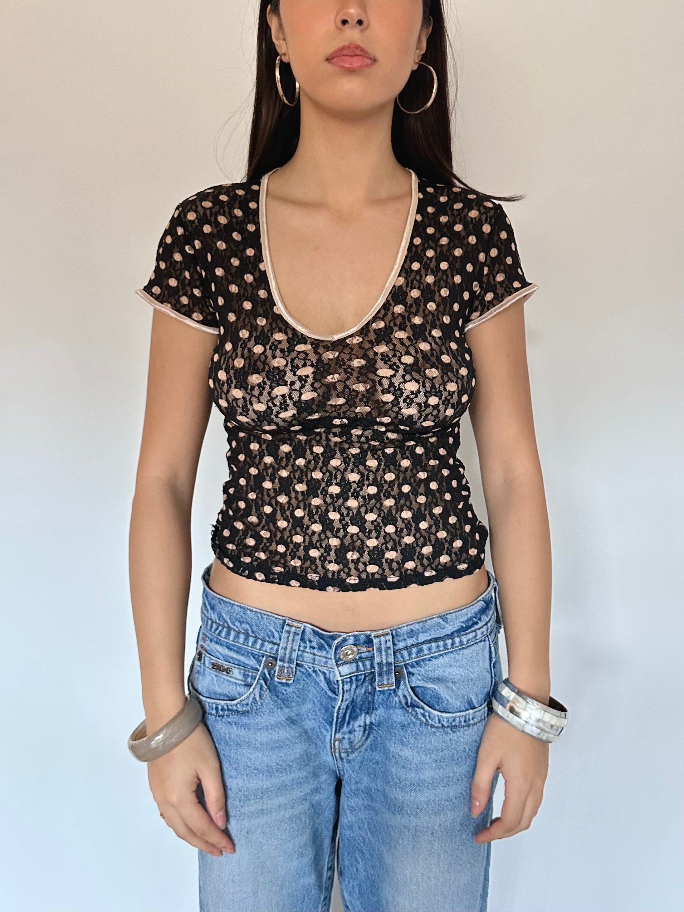 polka dot top — size s