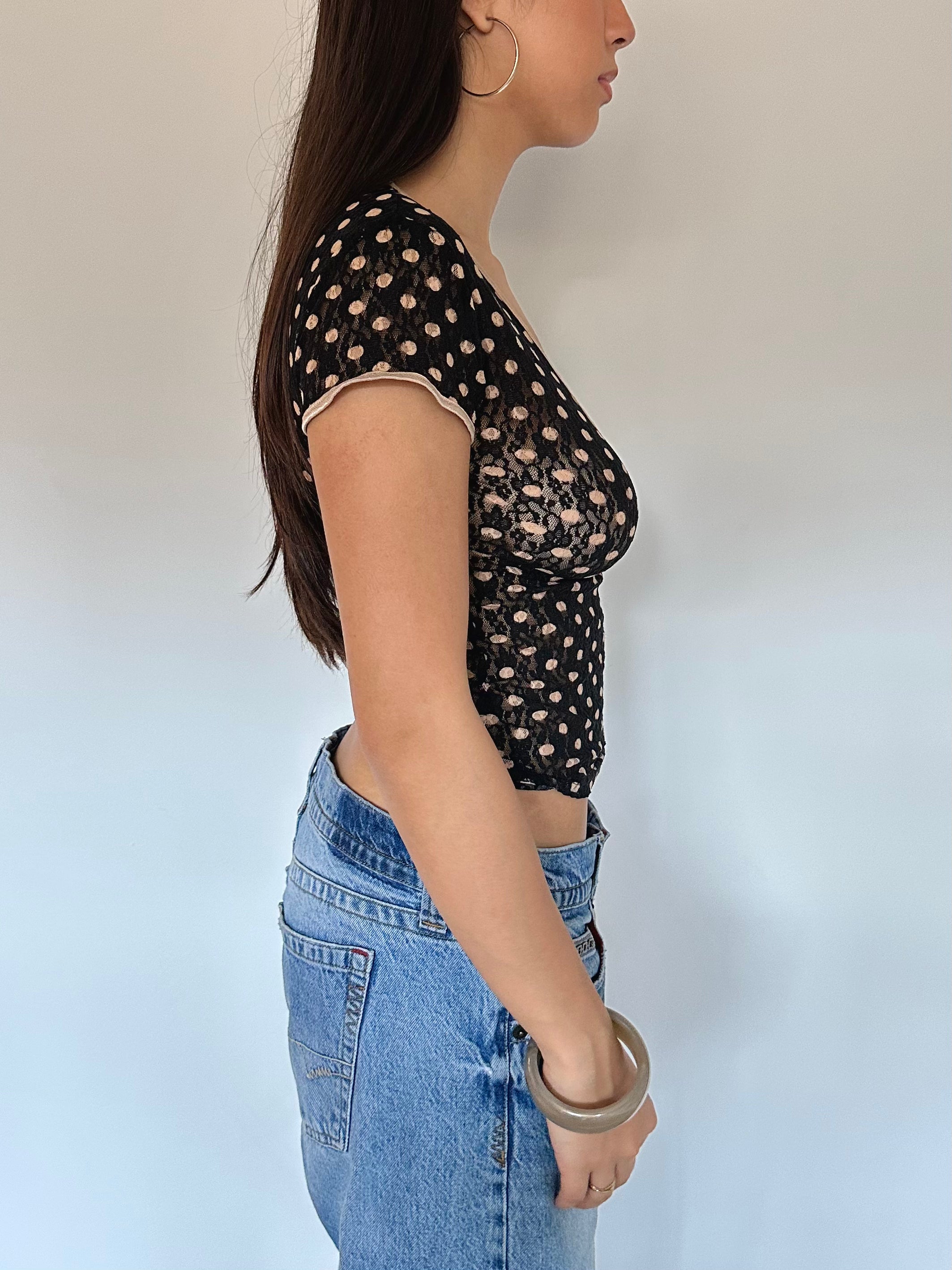 polka dot top — size s