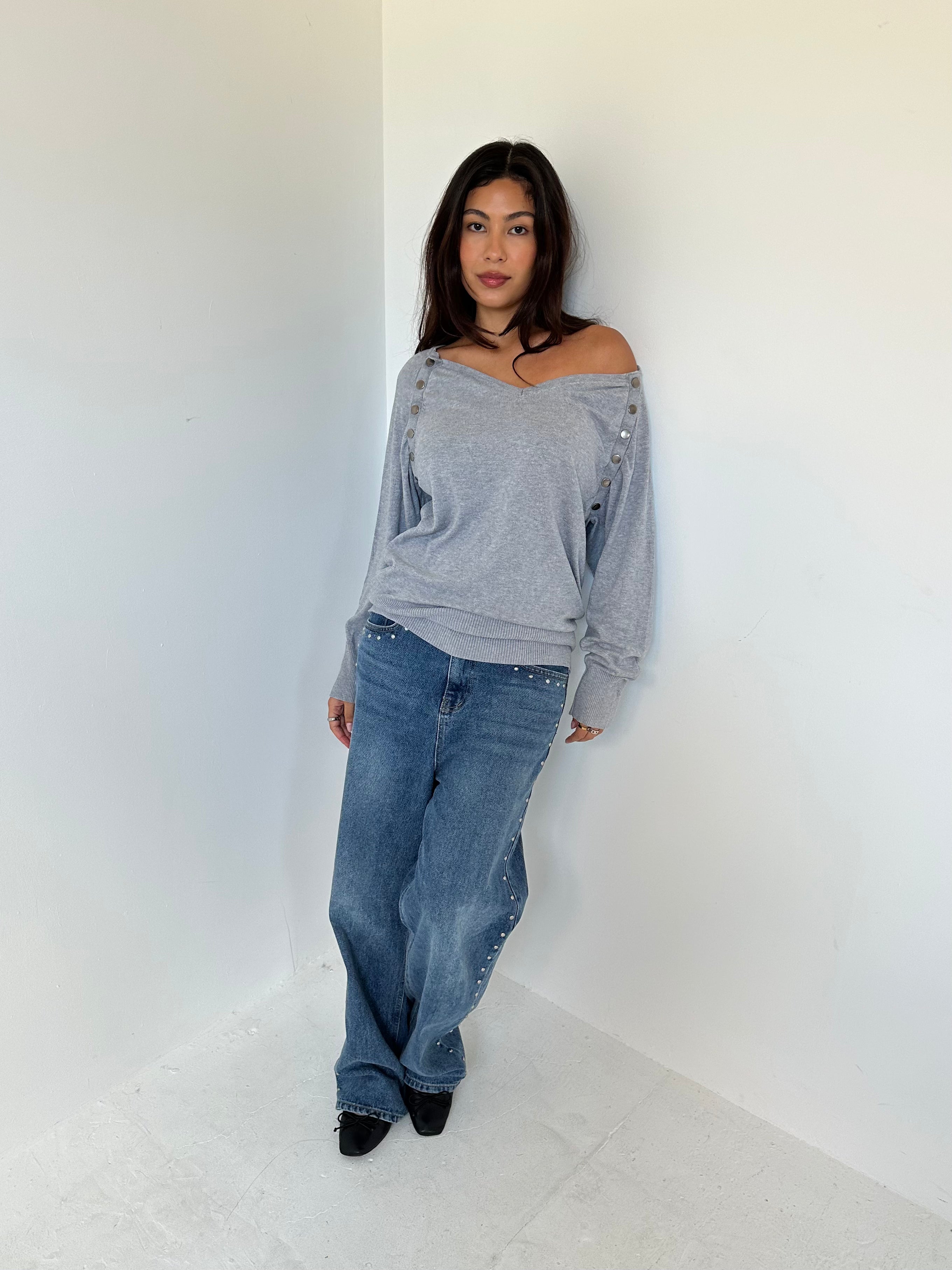 slouchy studded knit — size s/m