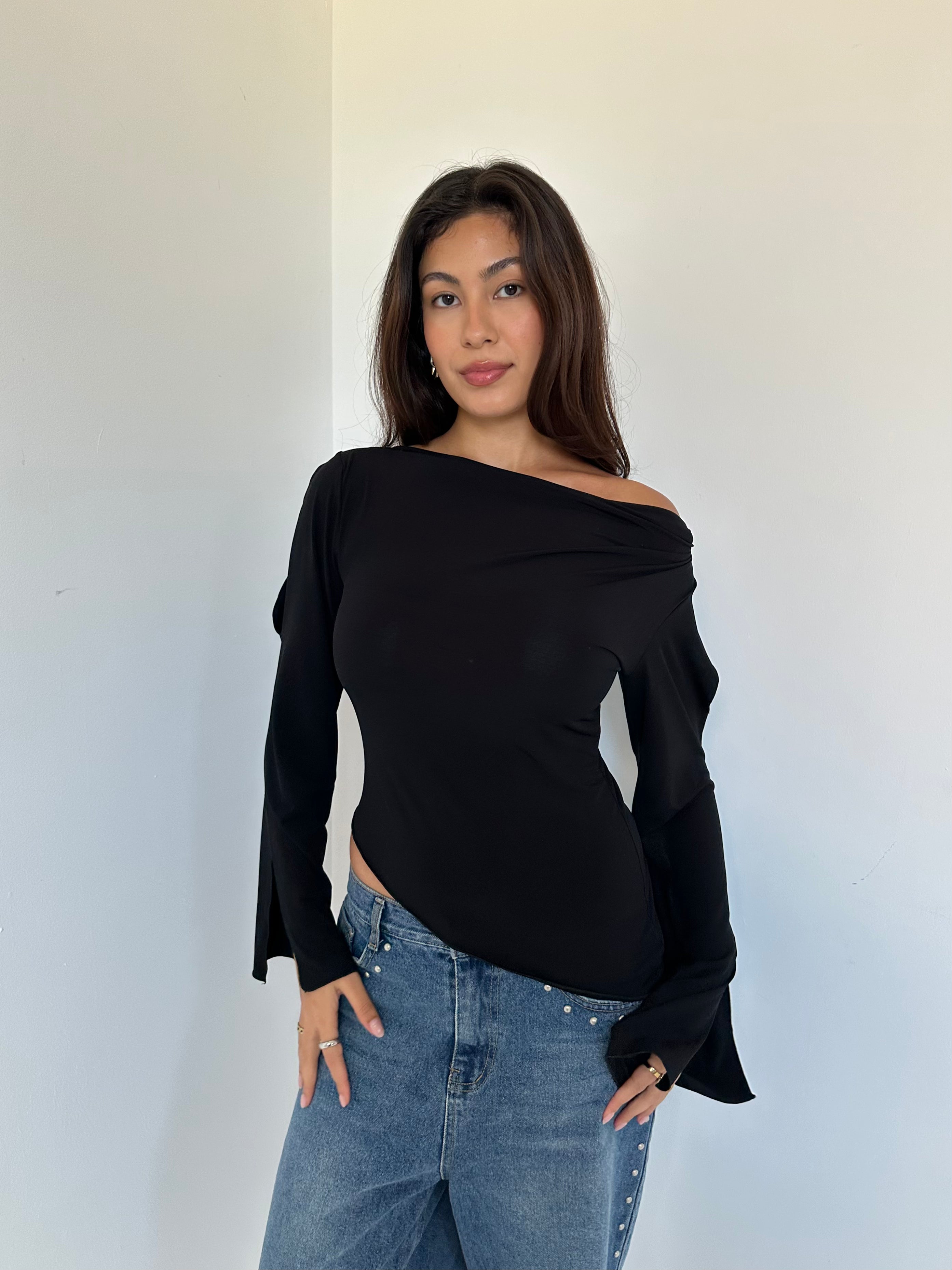 slinky cowl neck top — size s