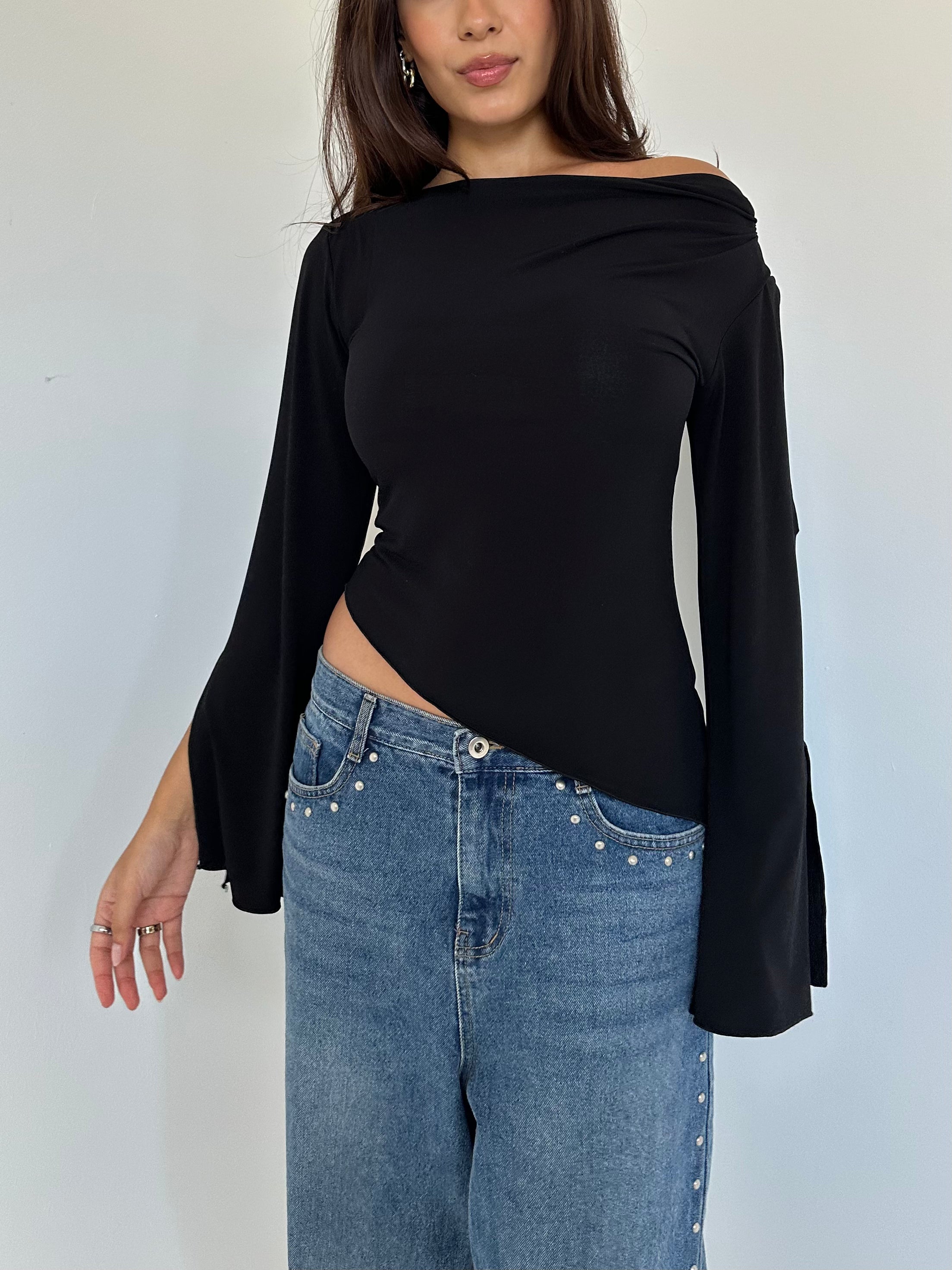 slinky cowl neck top — size s