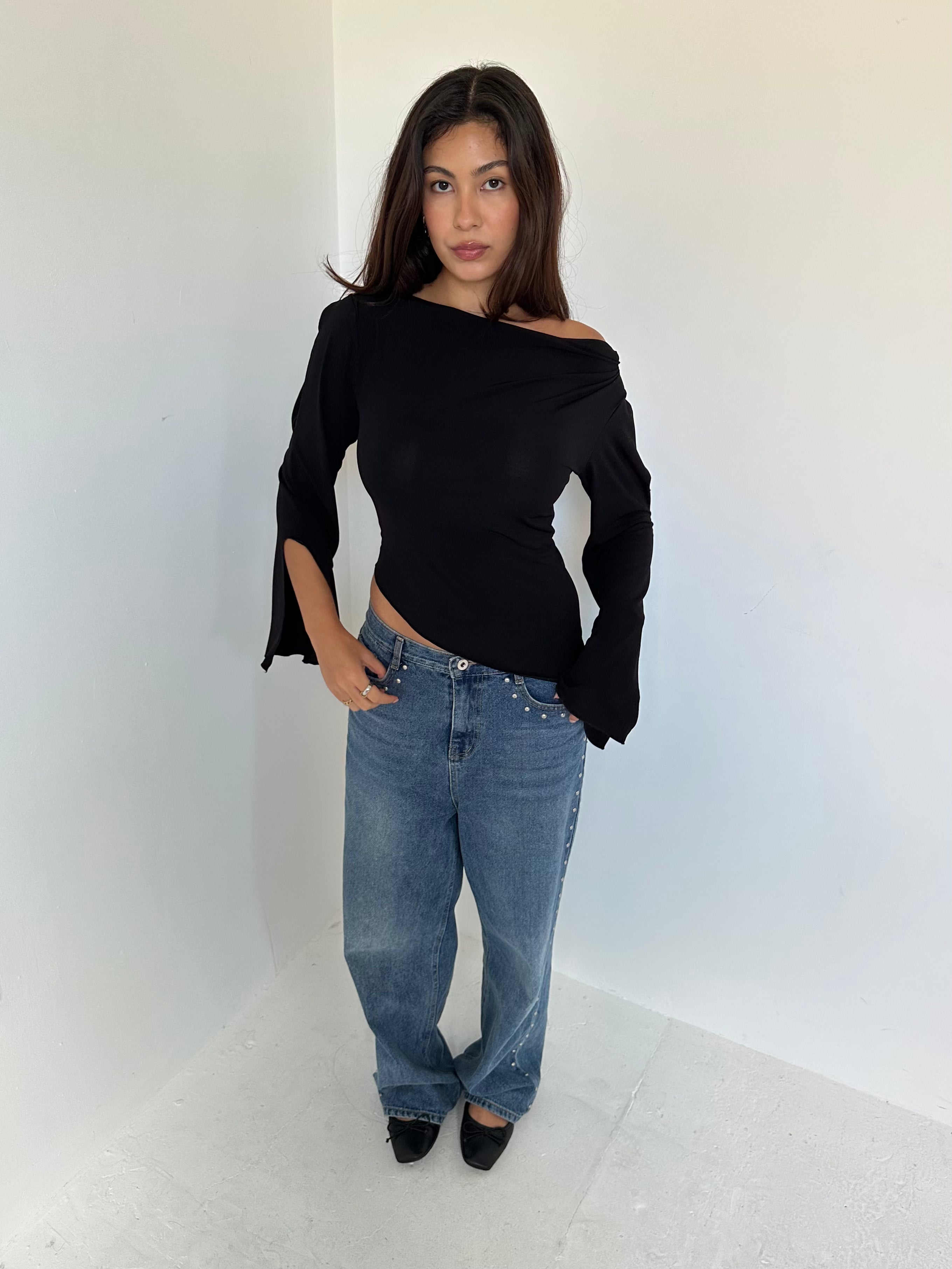 slinky cowl neck top — size s