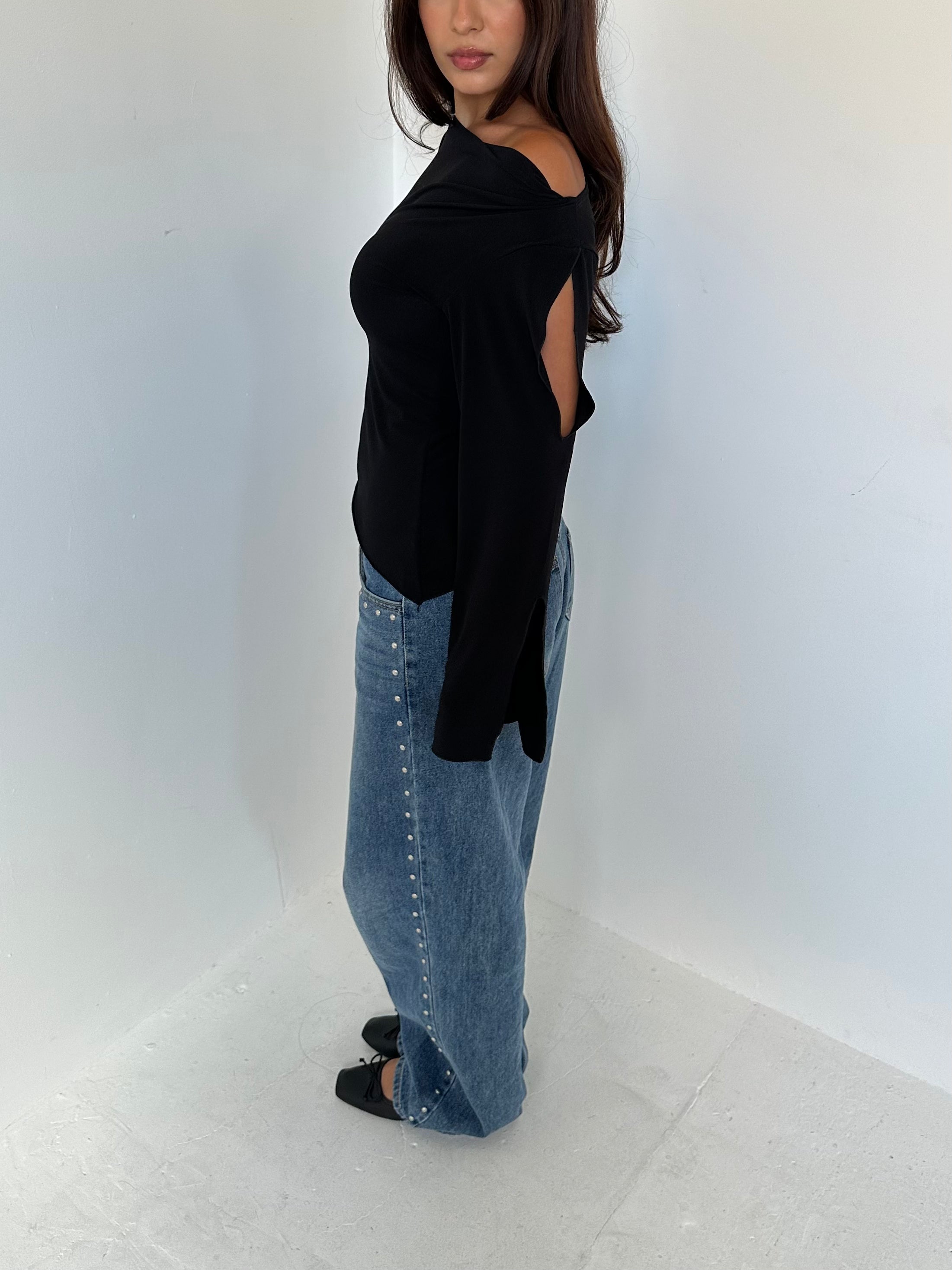 slinky cowl neck top — size s