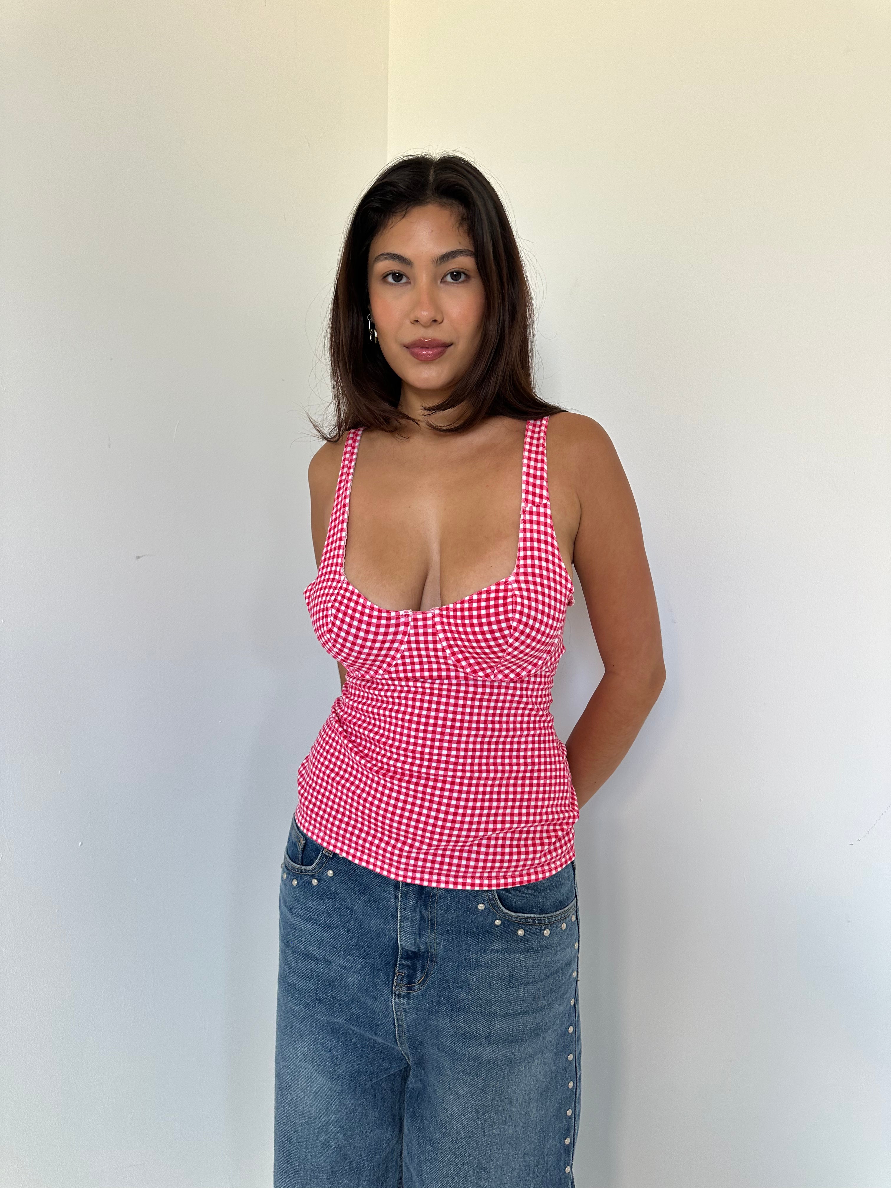 gingham bustier — size s/m