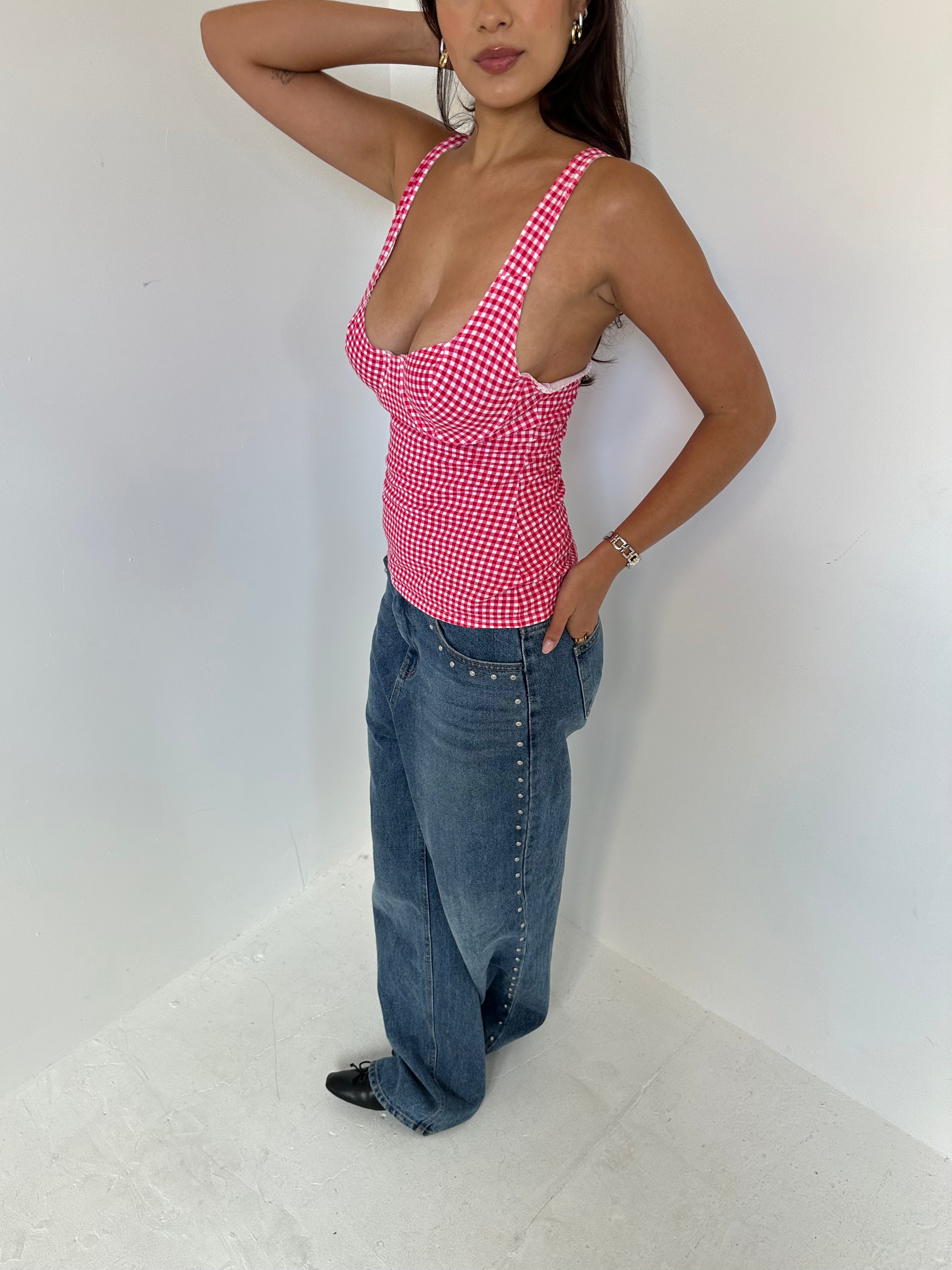 gingham bustier — size s/m
