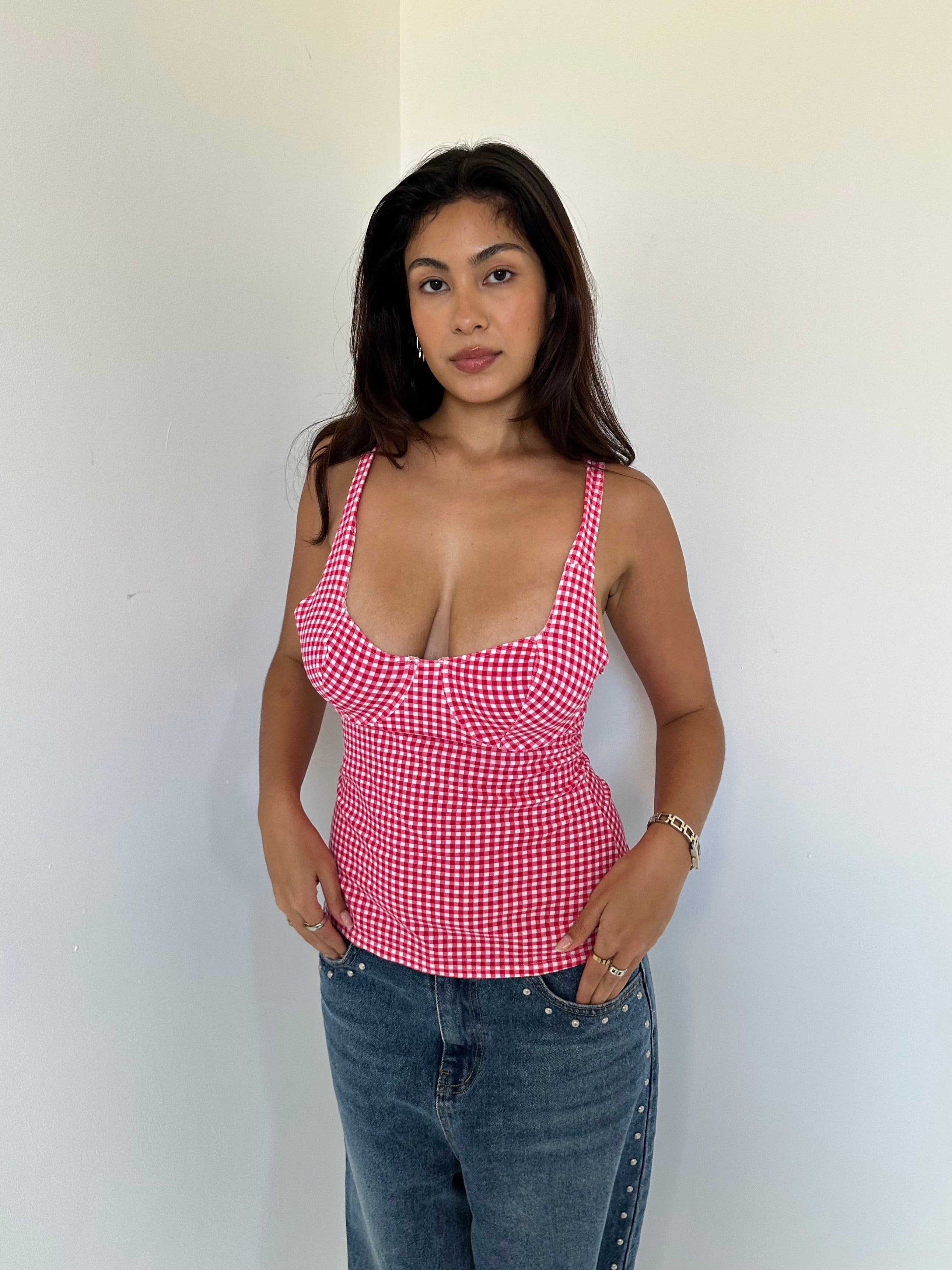 gingham bustier — size s/m