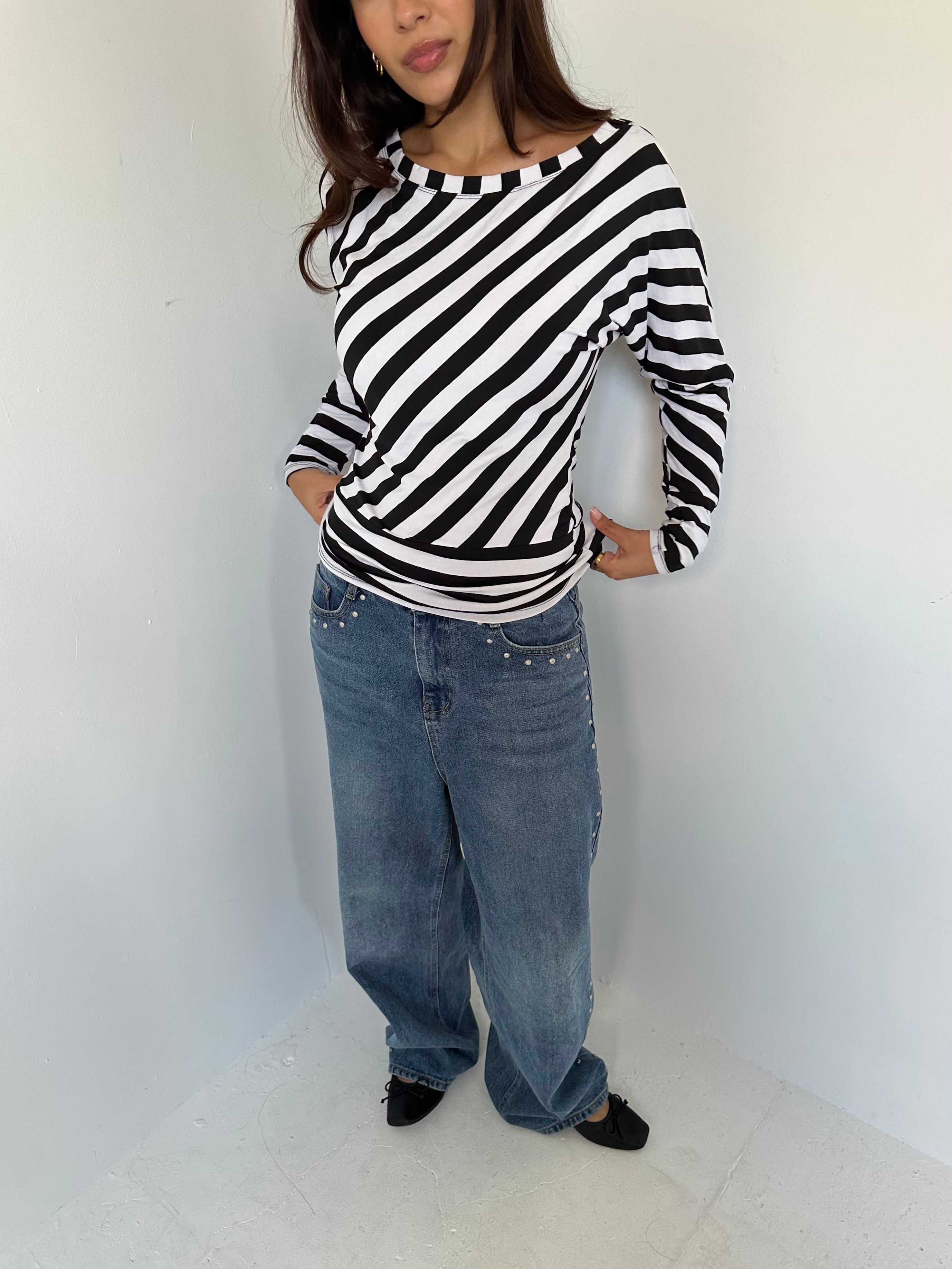 slouchy stripe top — size s