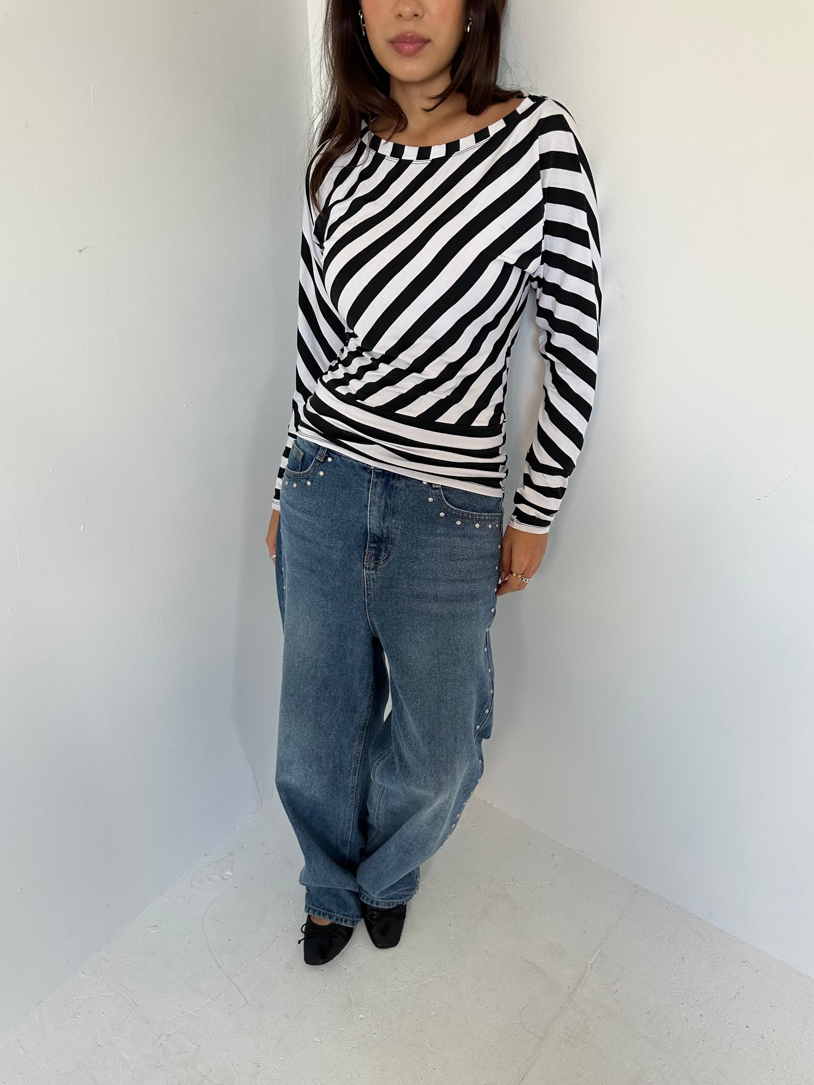 slouchy stripe top — size s