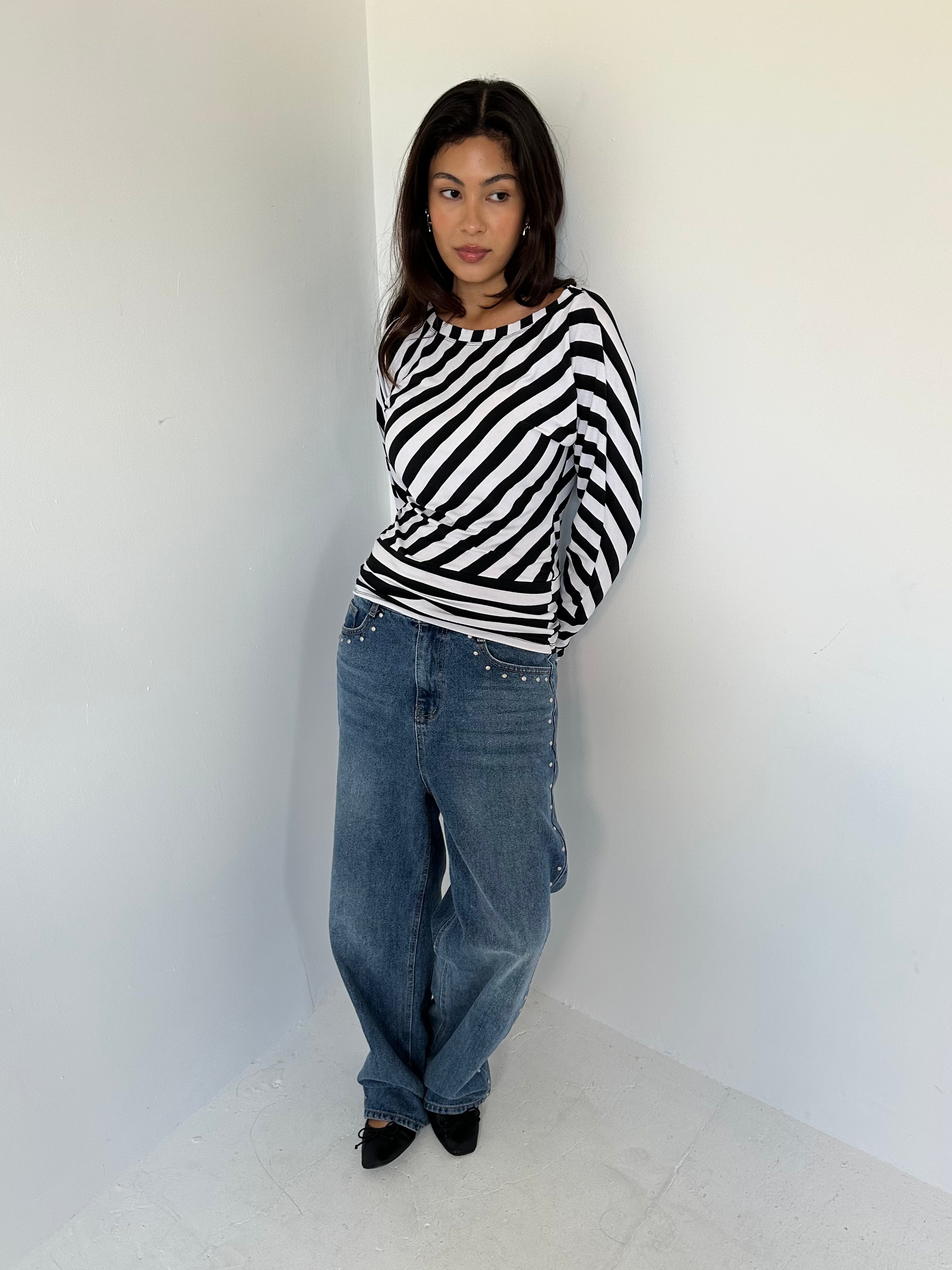 slouchy stripe top — size s