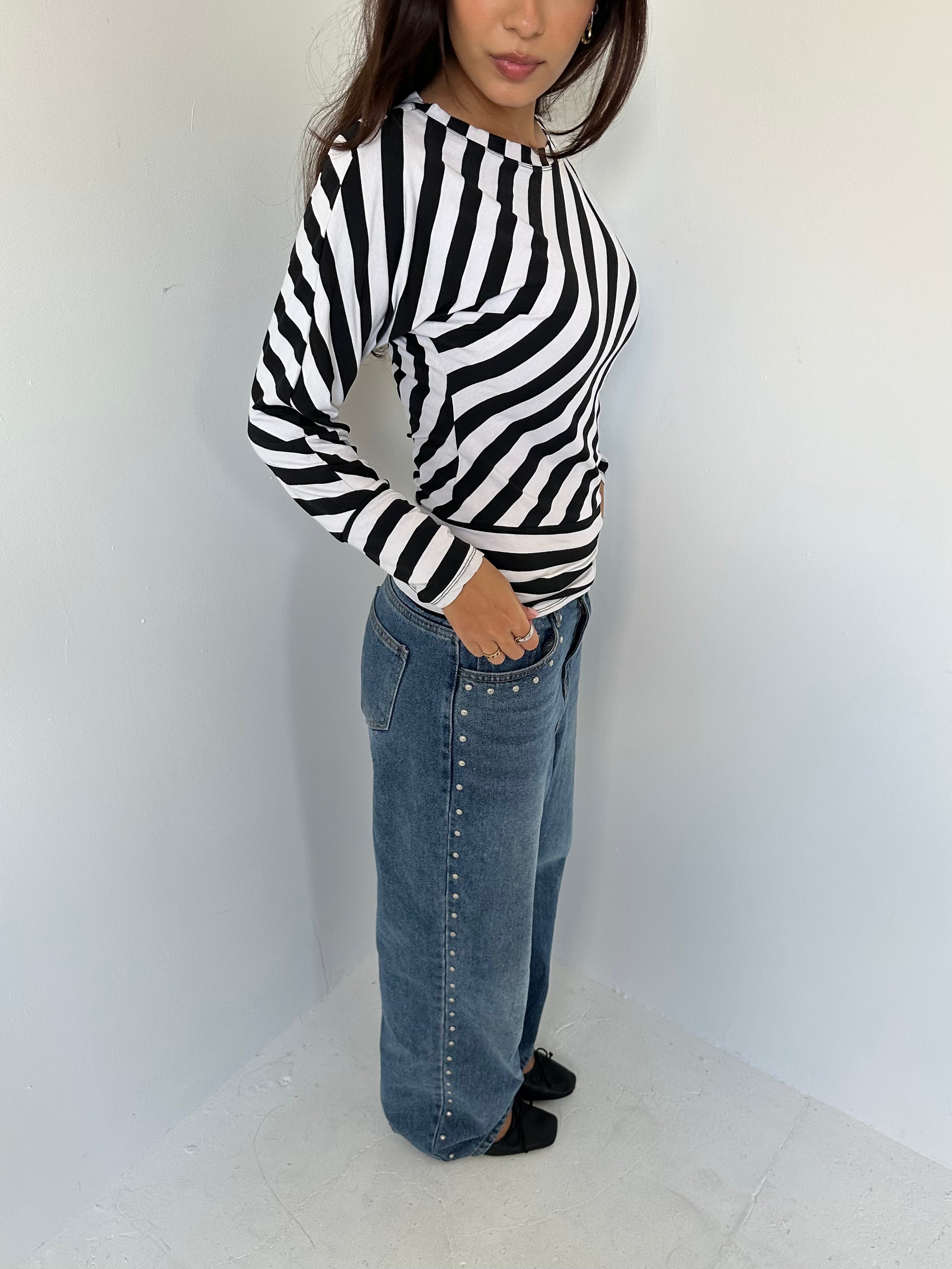 slouchy stripe top — size s