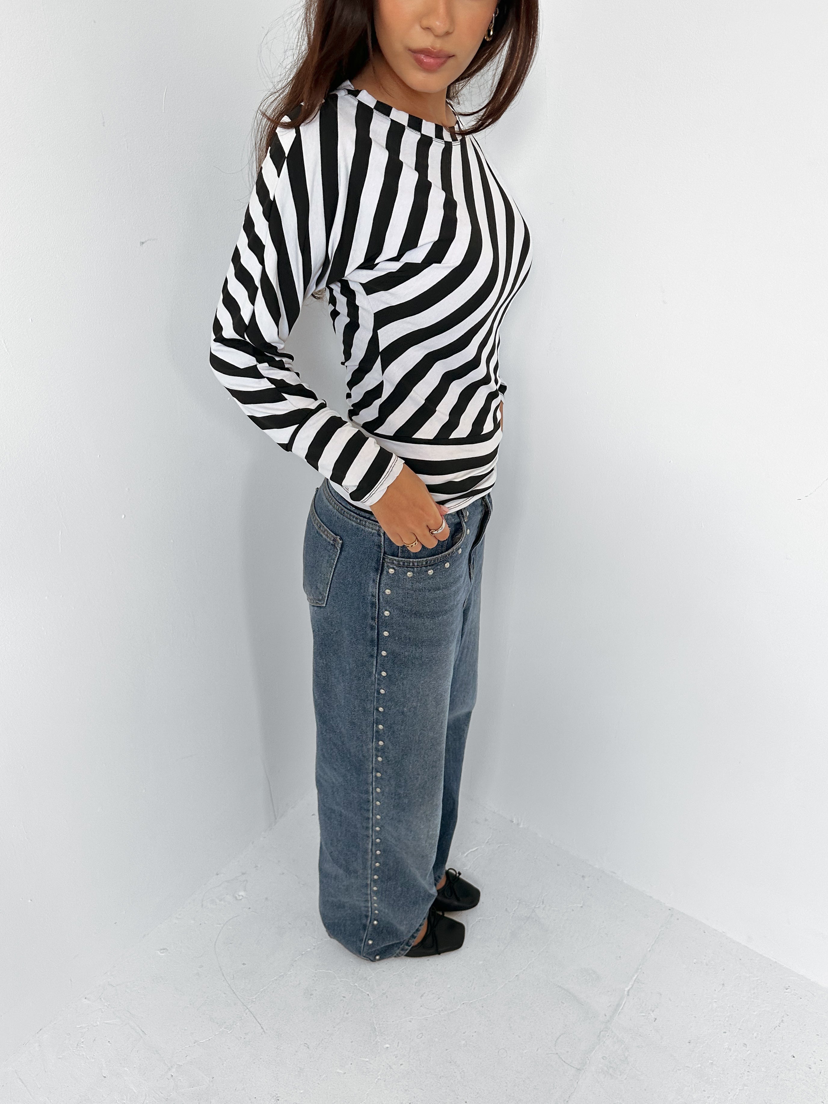 slouchy stripe top — size s