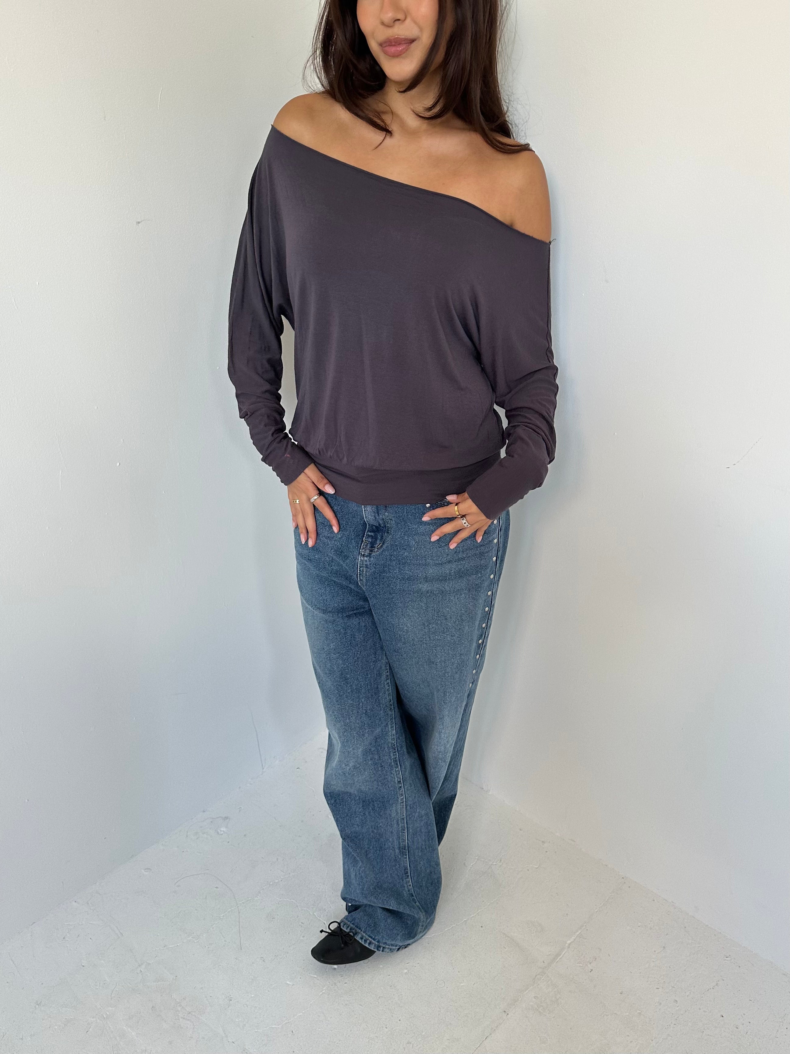 slouchy long sleeve top — size s/m