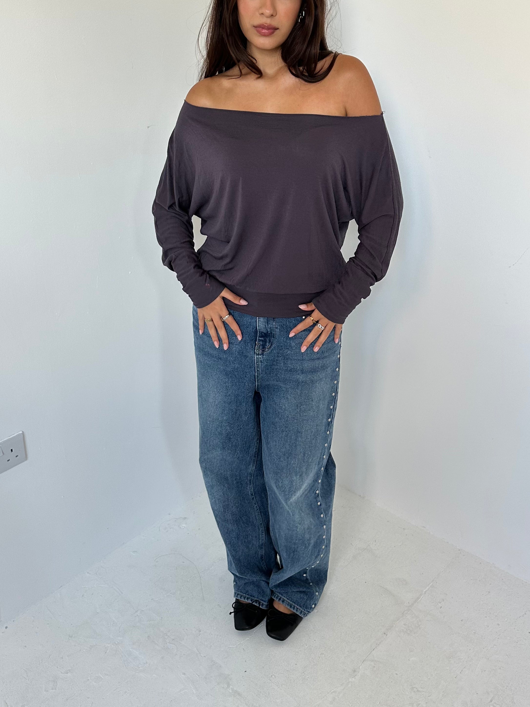 slouchy long sleeve top — size s/m