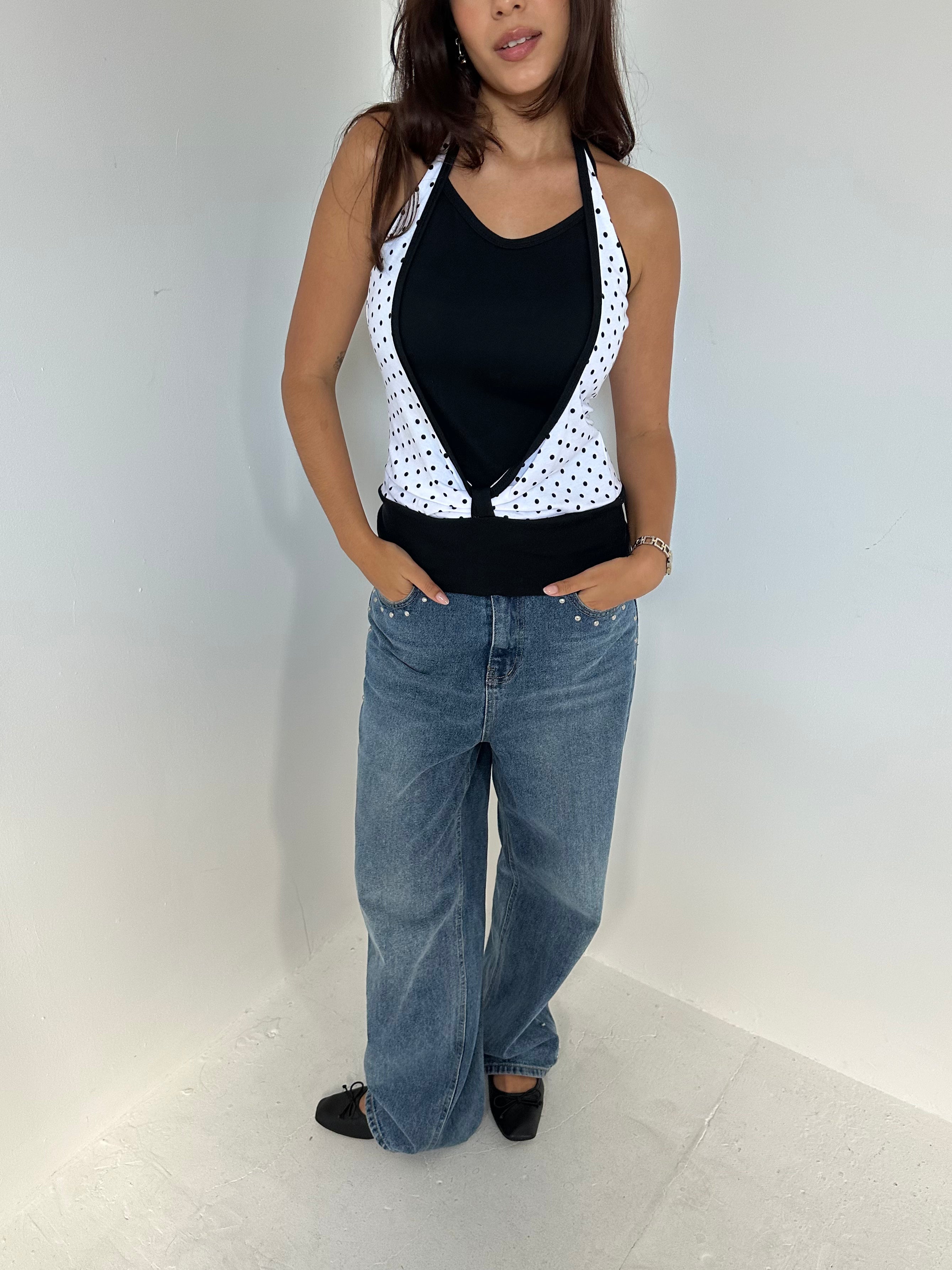 polka dot halter top — size s