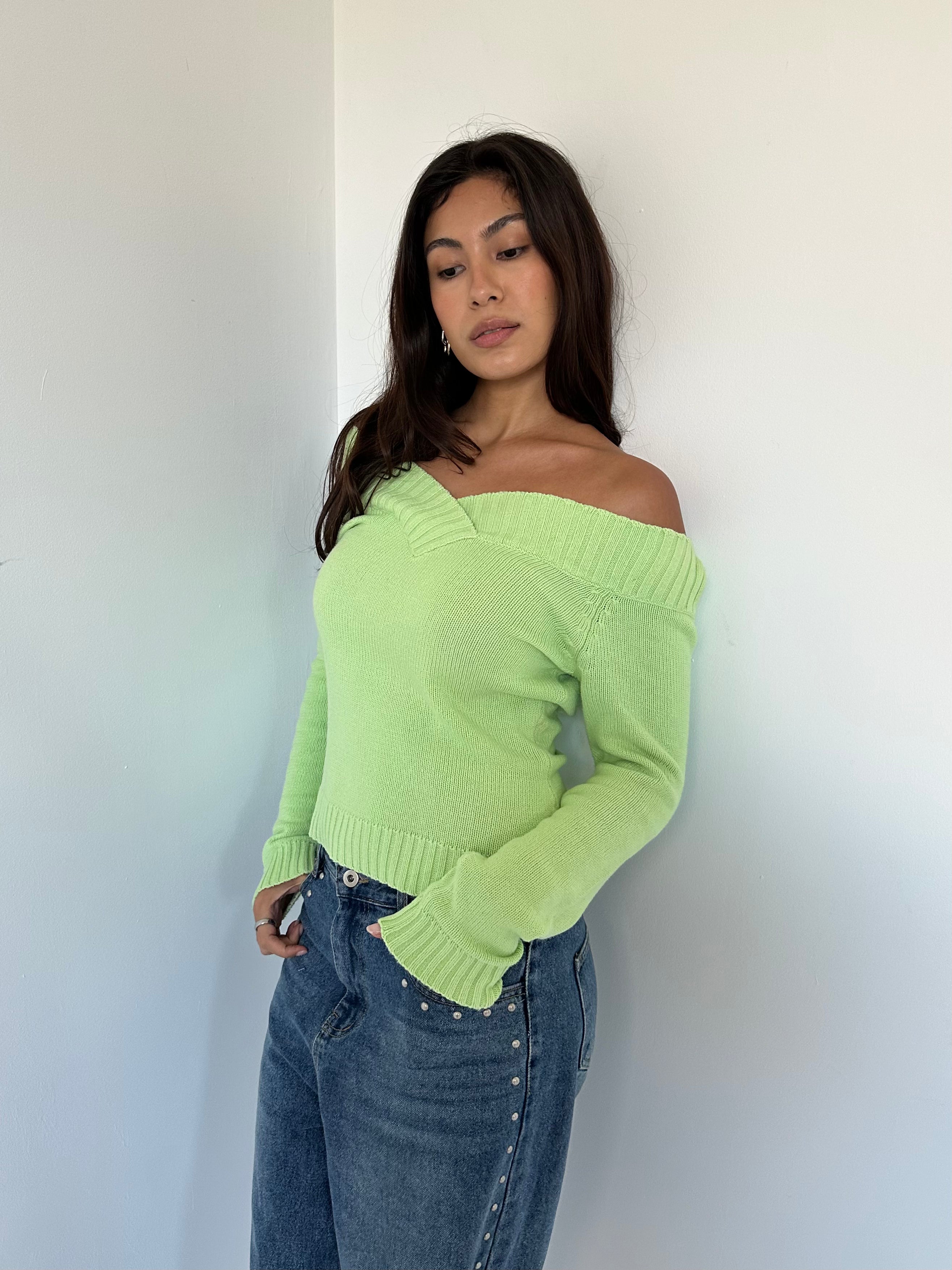 off shoulder knit — size xs/s
