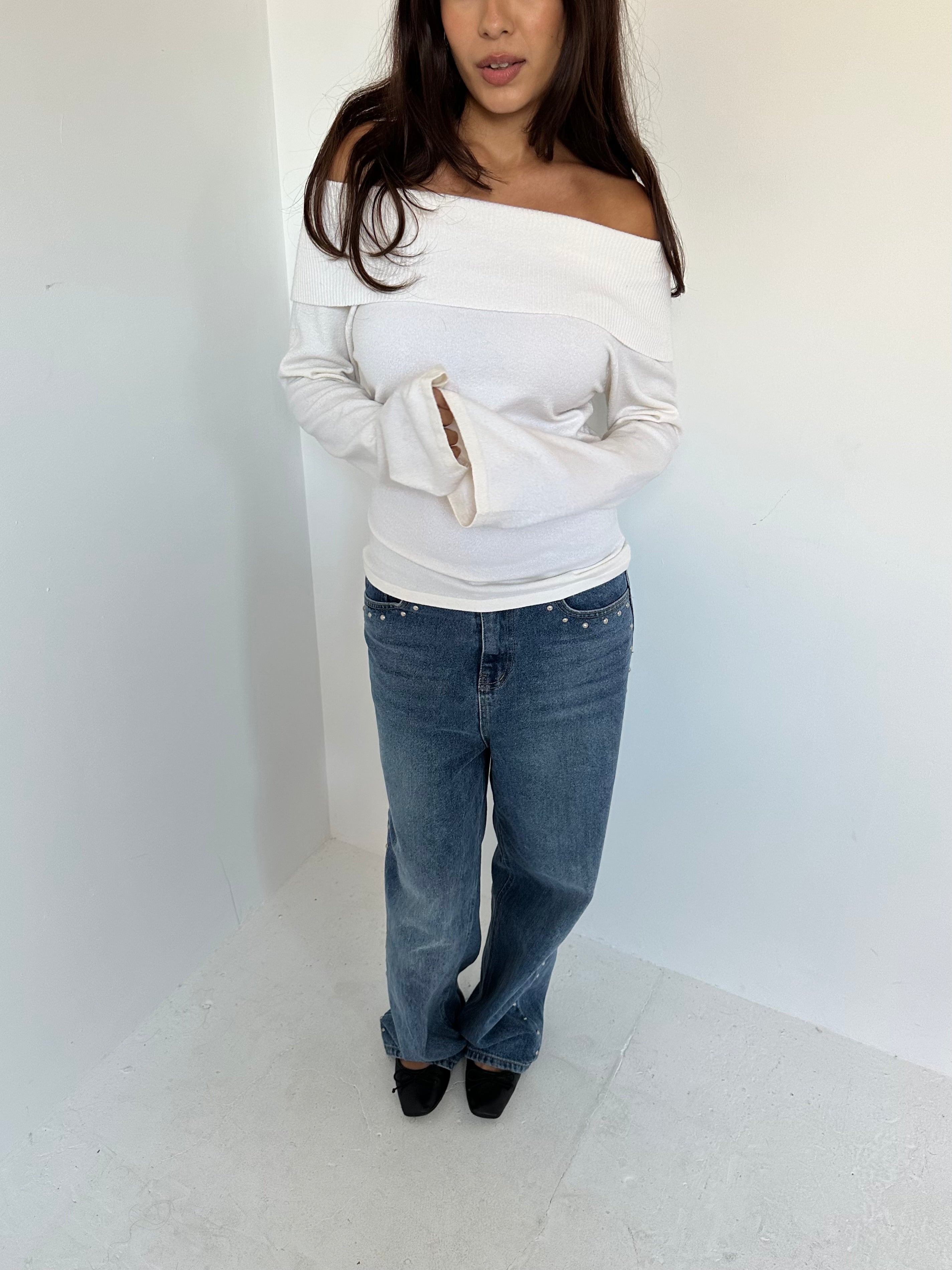 off shoulder knit — size s/m