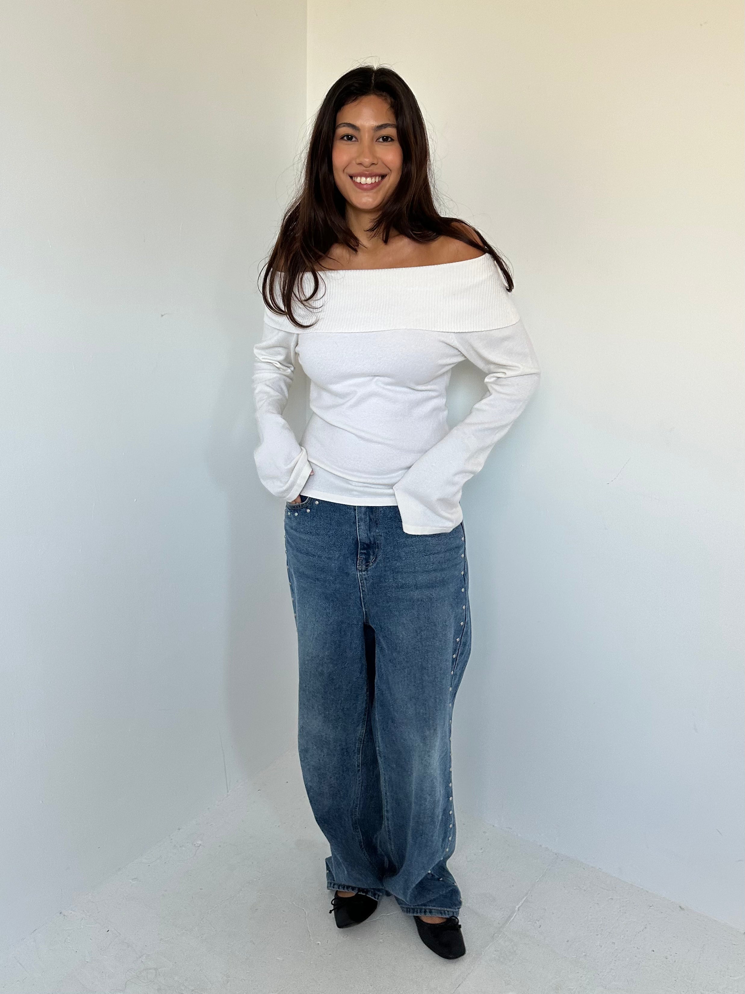 off shoulder knit — size s/m