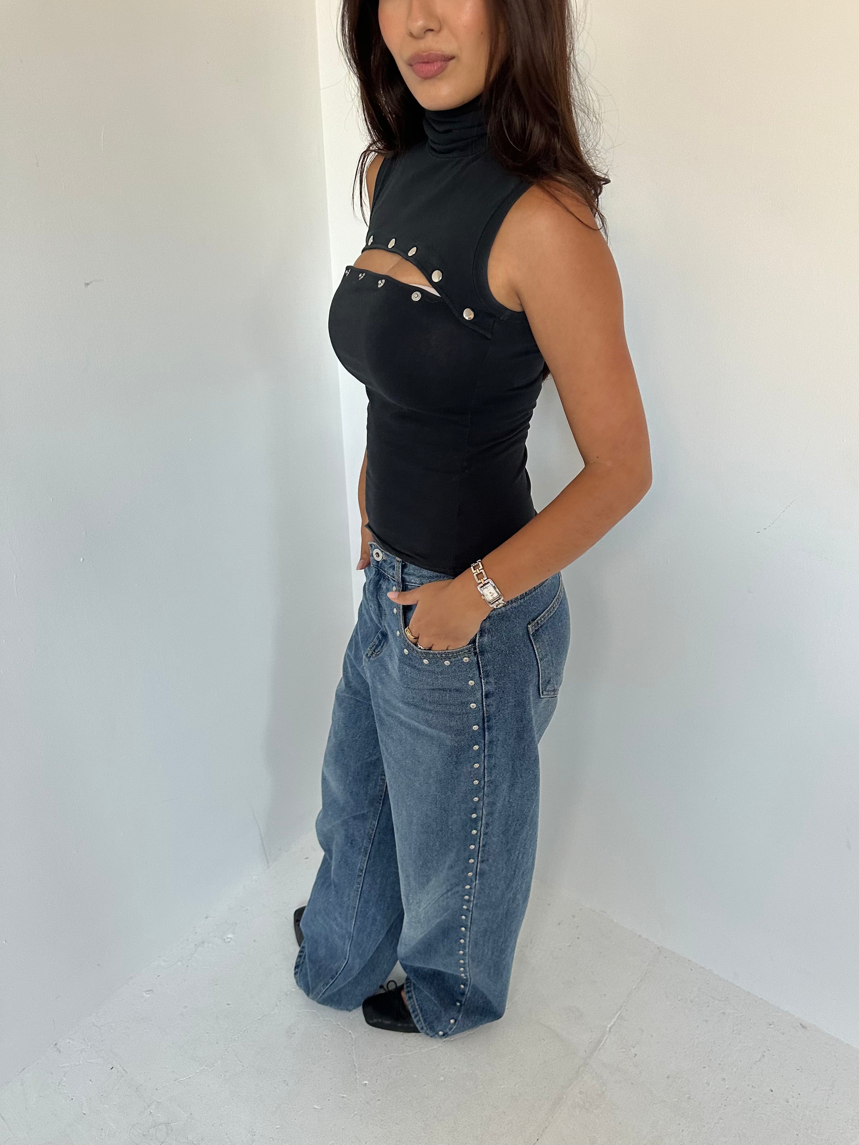 studded top — size xs/s