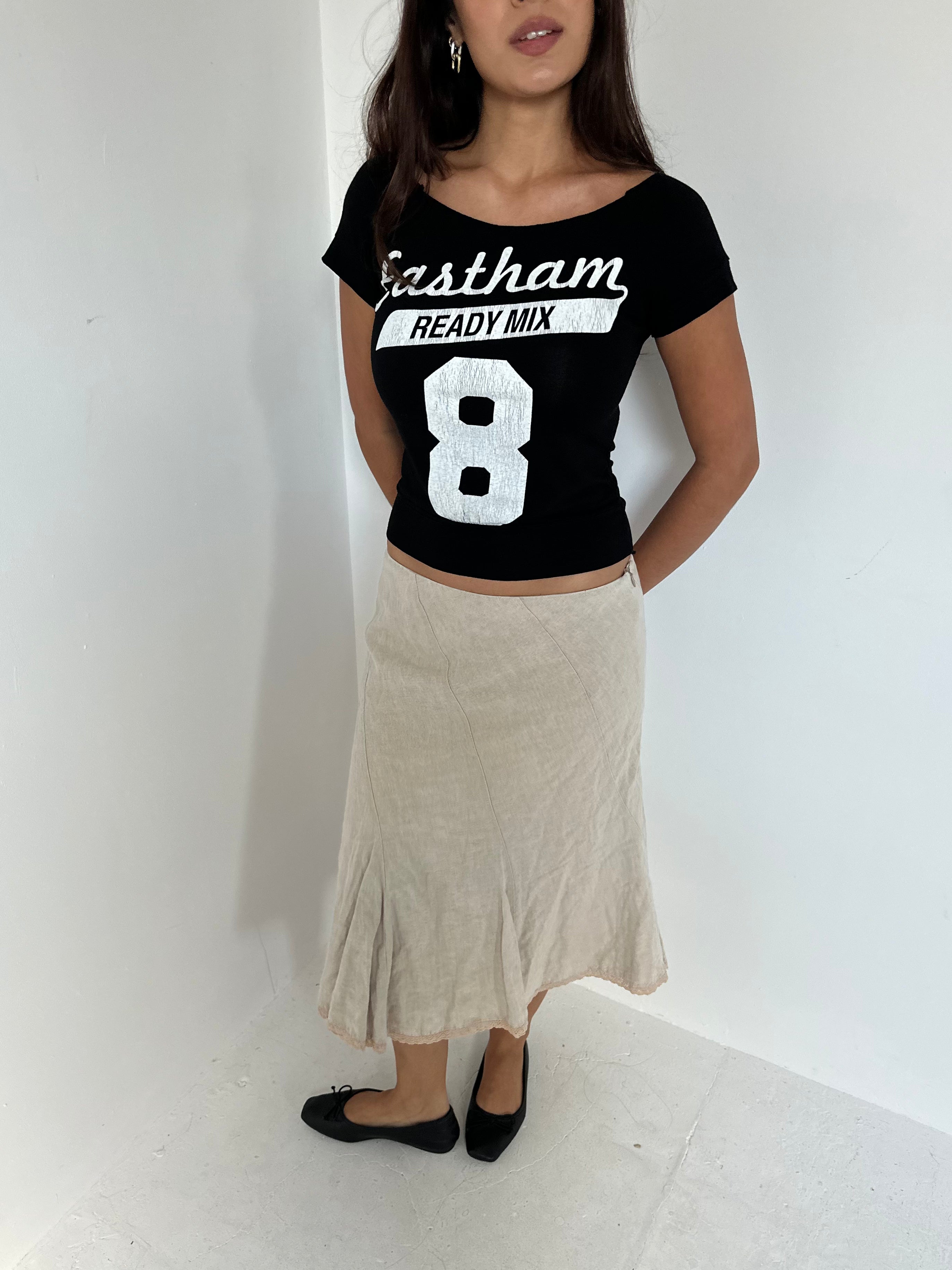 linen midi skirt — size s