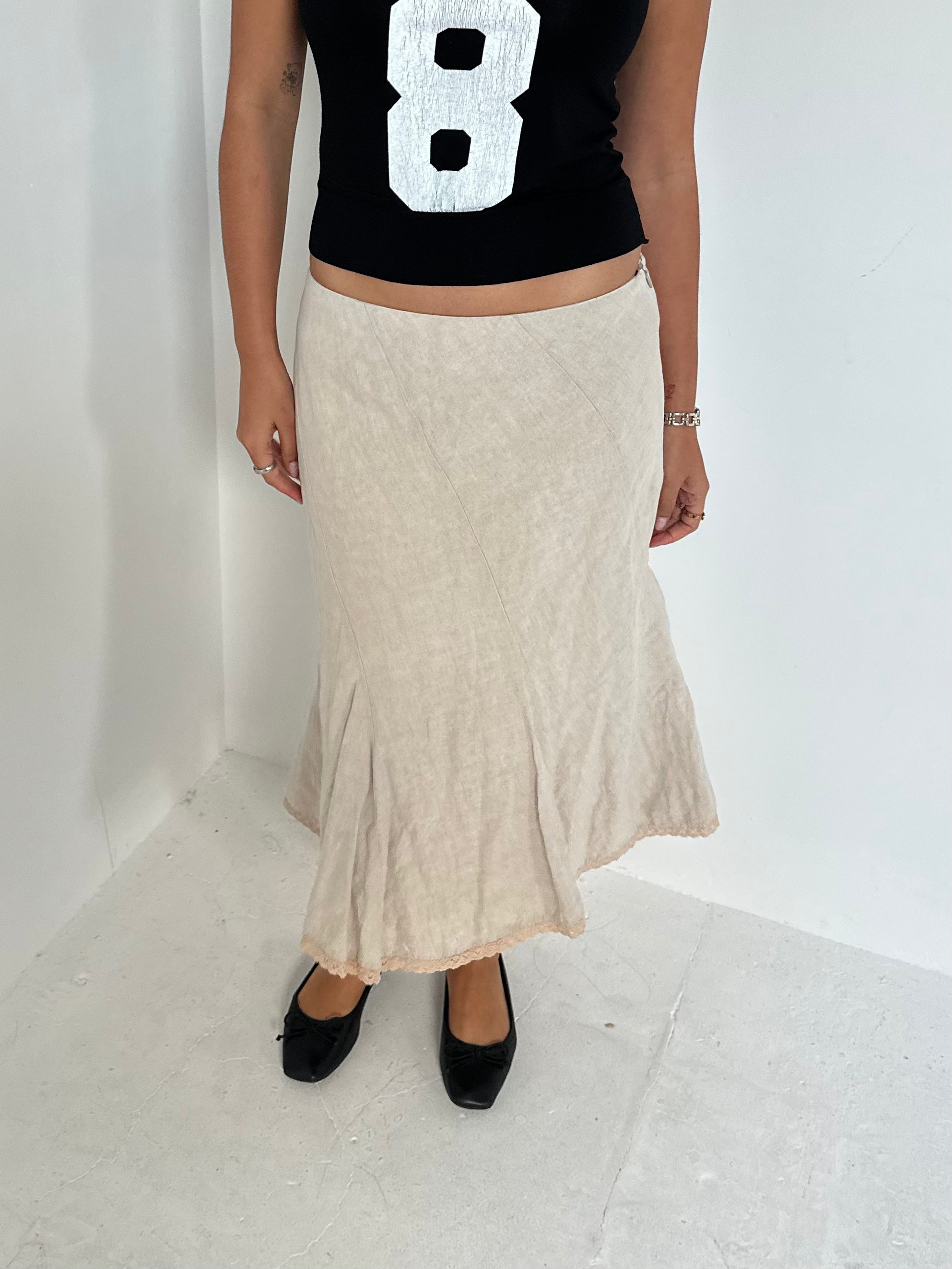 linen midi skirt — size s