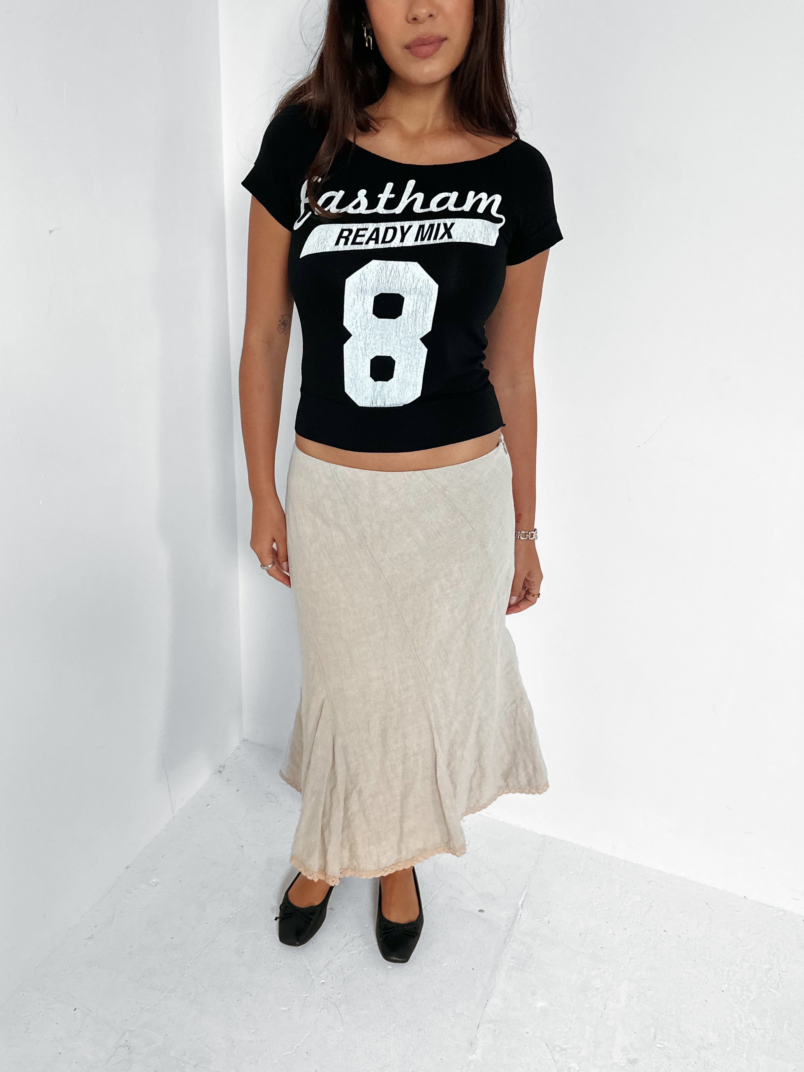 linen midi skirt — size s