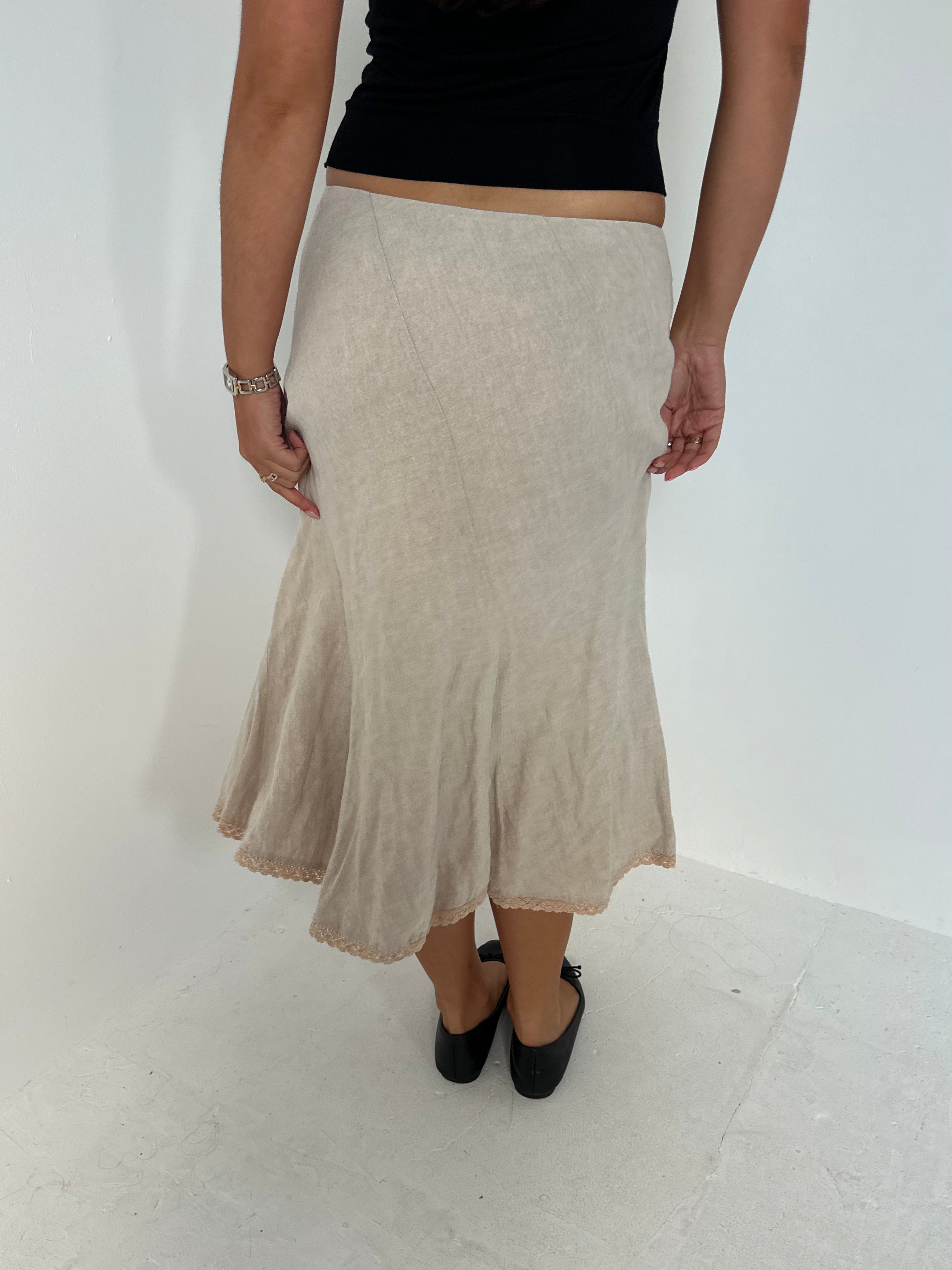 linen midi skirt — size s