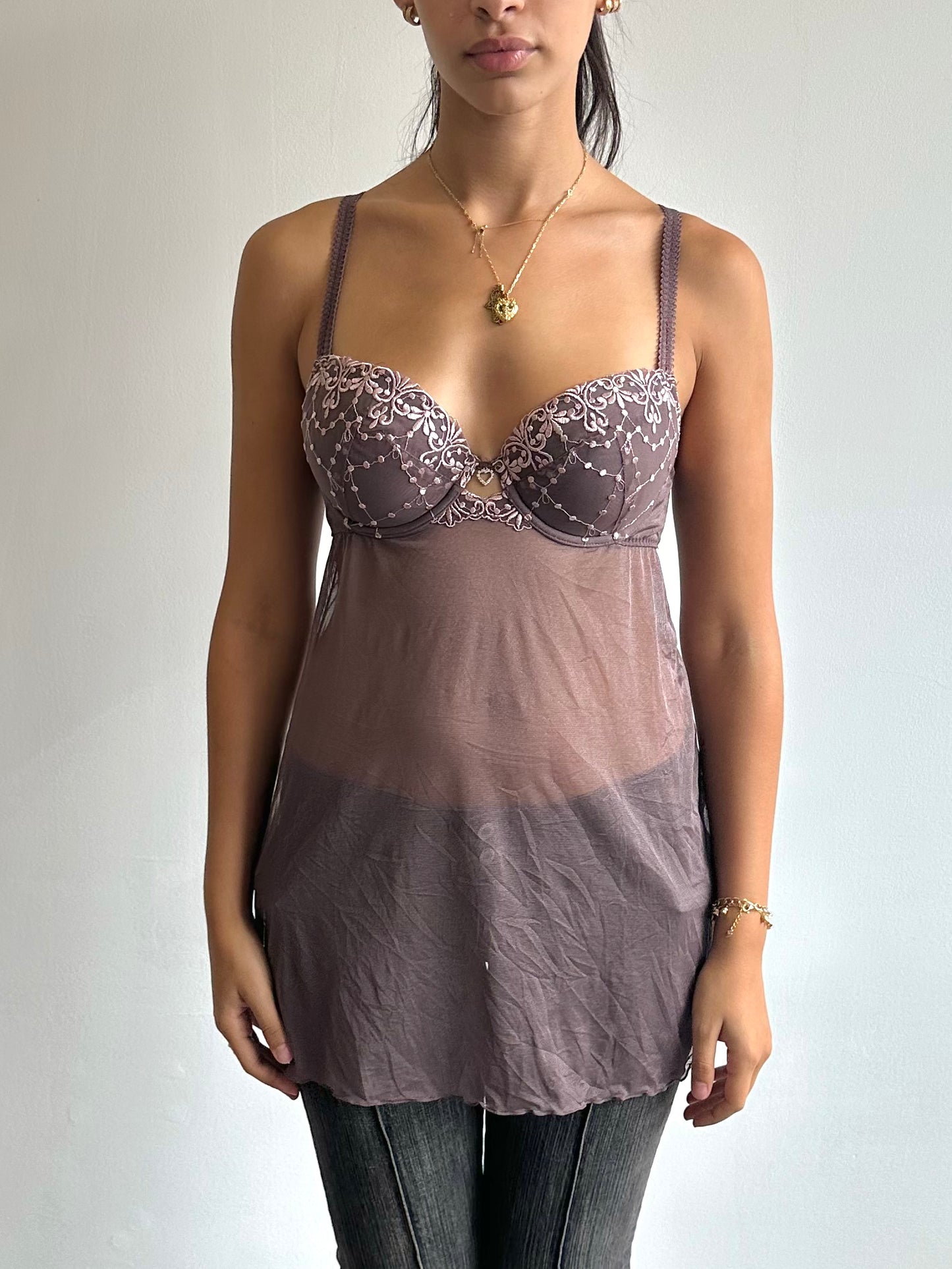 brown + pink babydoll dress ⋆ size s