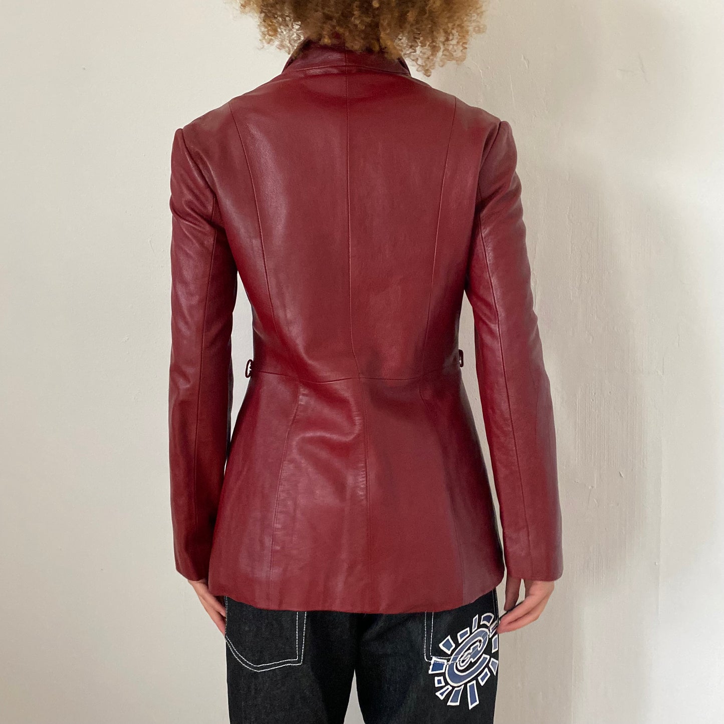 90's Red Leather Jacket - Size XS/S