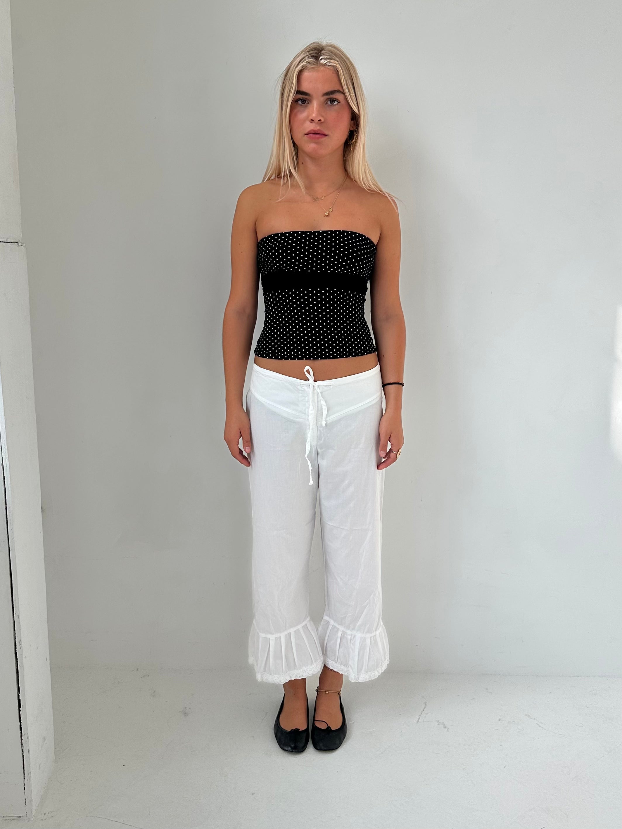 polka dot tube top — size xs/s