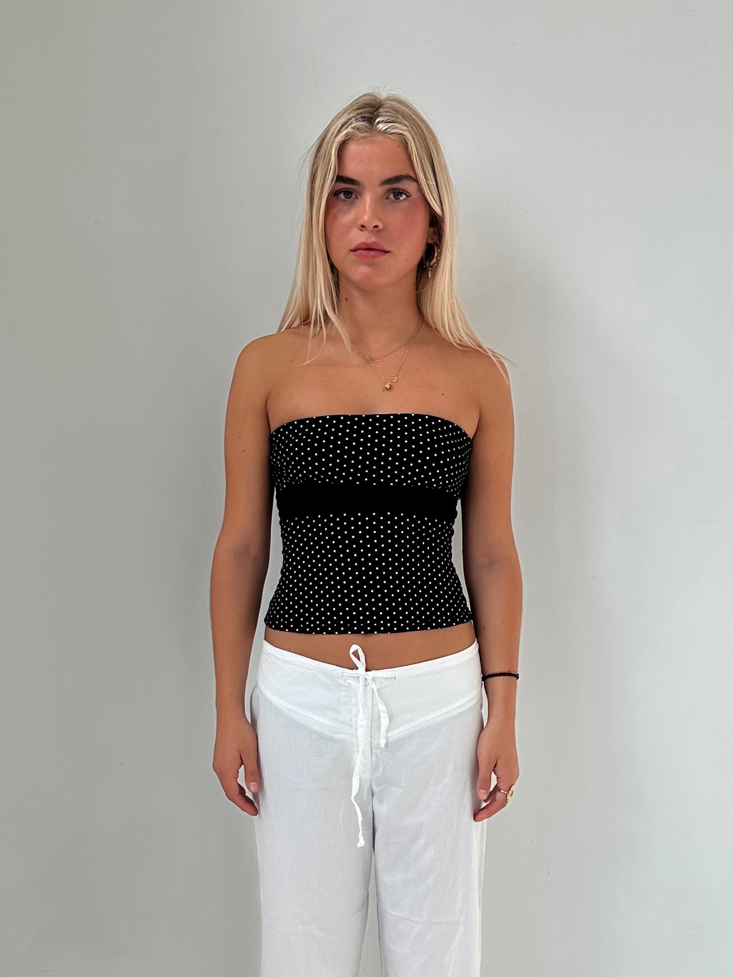 polka dot tube top — size xs/s