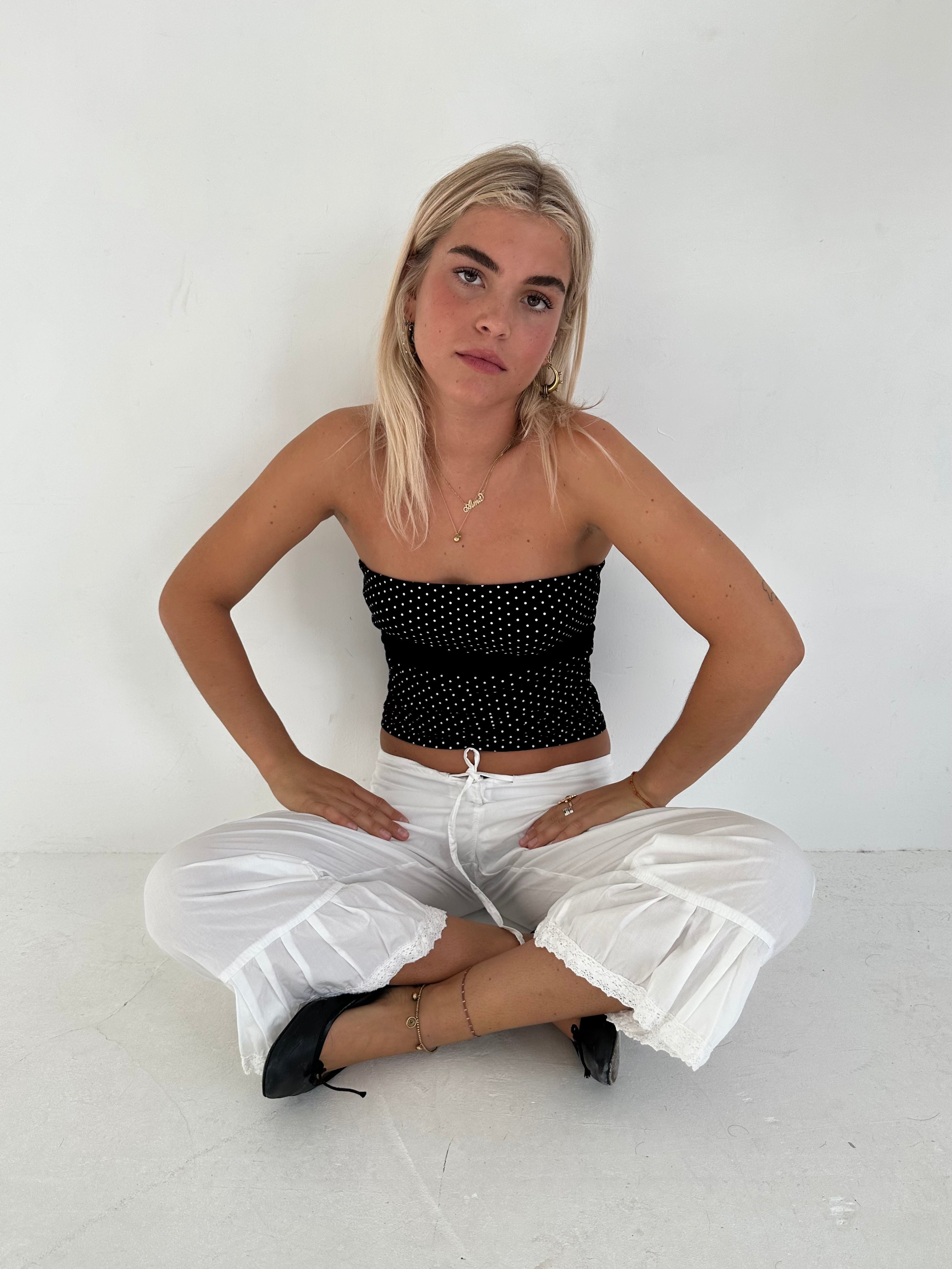 polka dot tube top — size xs/s