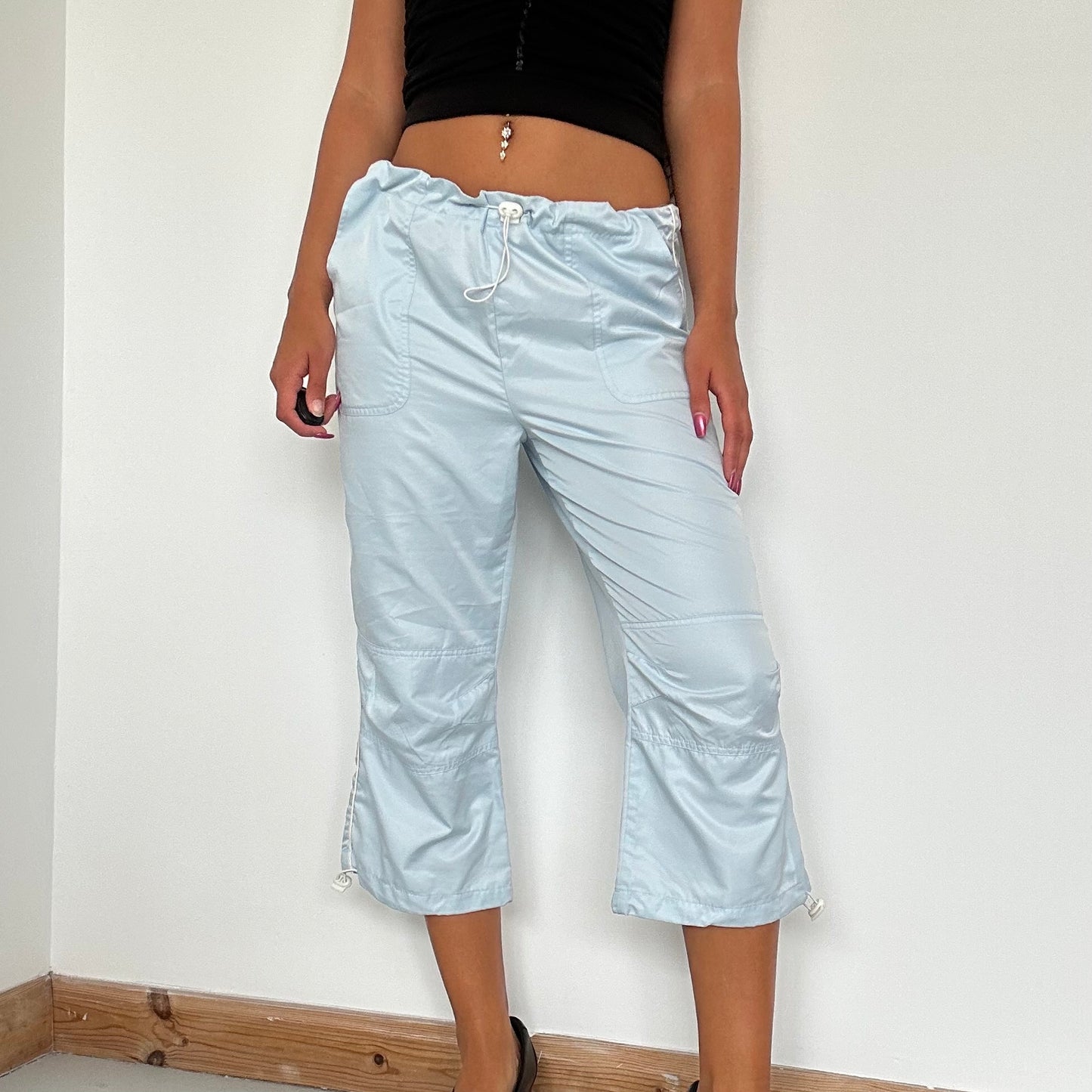 90’s Cropped Cargo Pants with Toggles - Size S