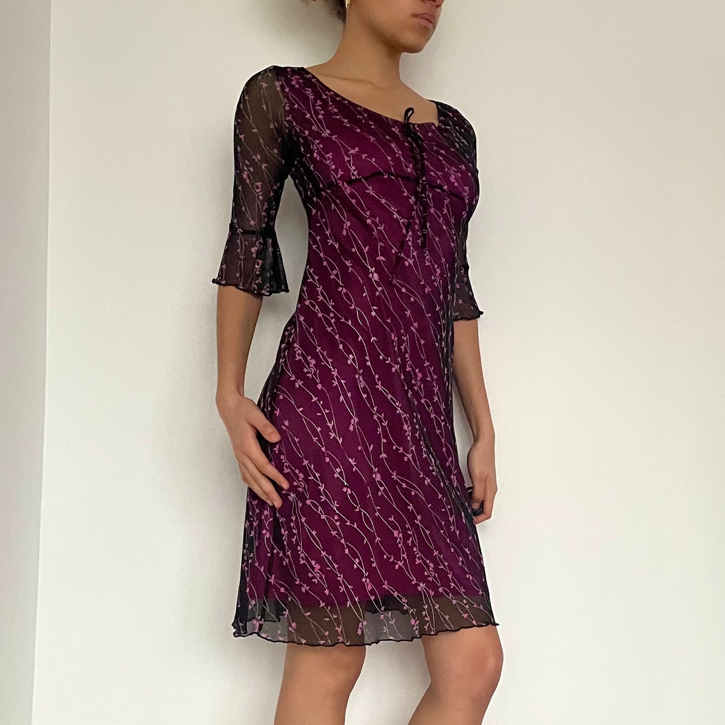 90's Mesh Overlay Dress - Size S