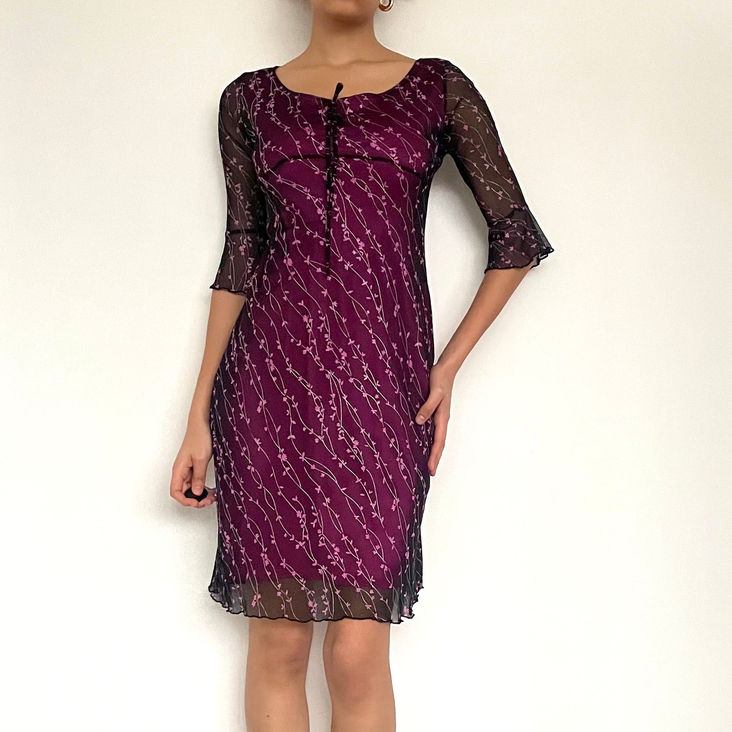 90's Mesh Overlay Dress - Size S