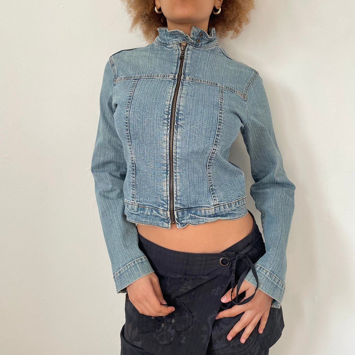 90's Moto Denim Jacket - Size XS