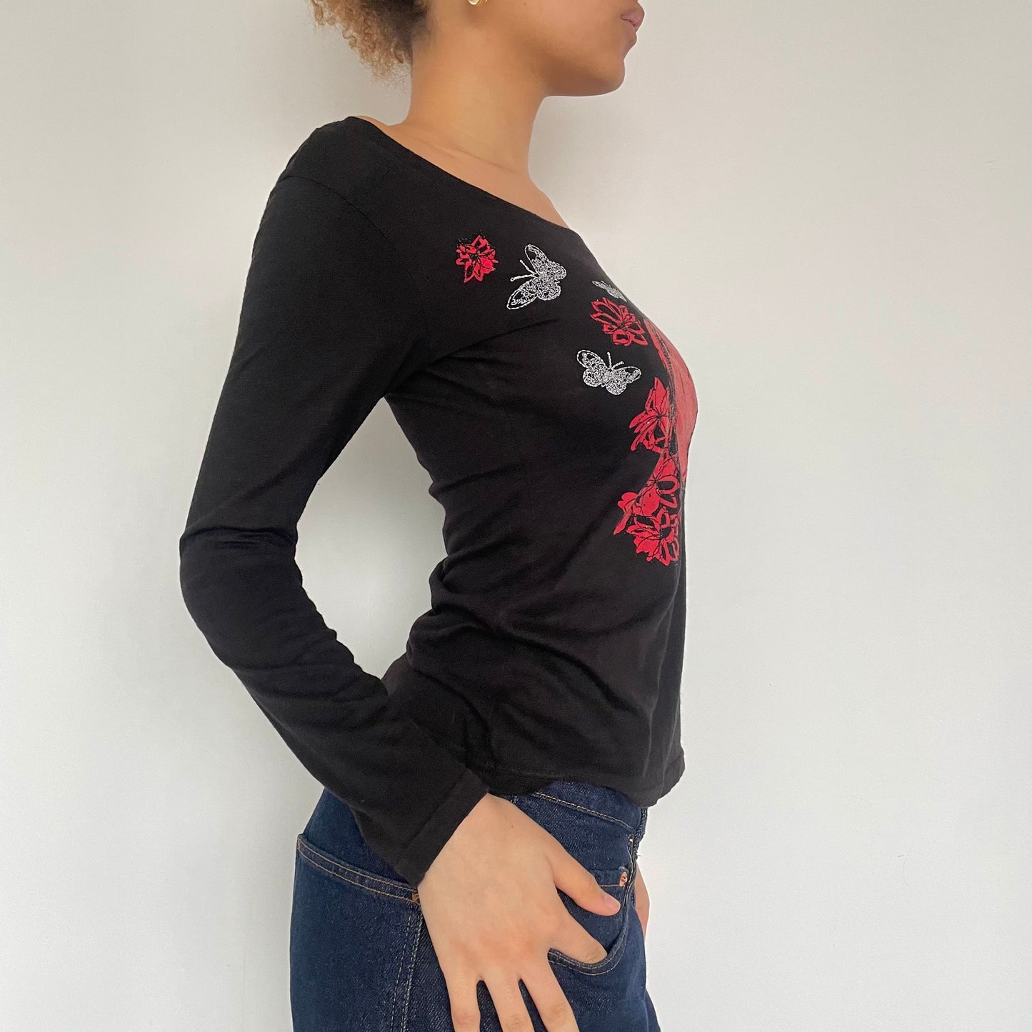 2000's Desigual Off Shoulder Long Sleeve Top - Size S