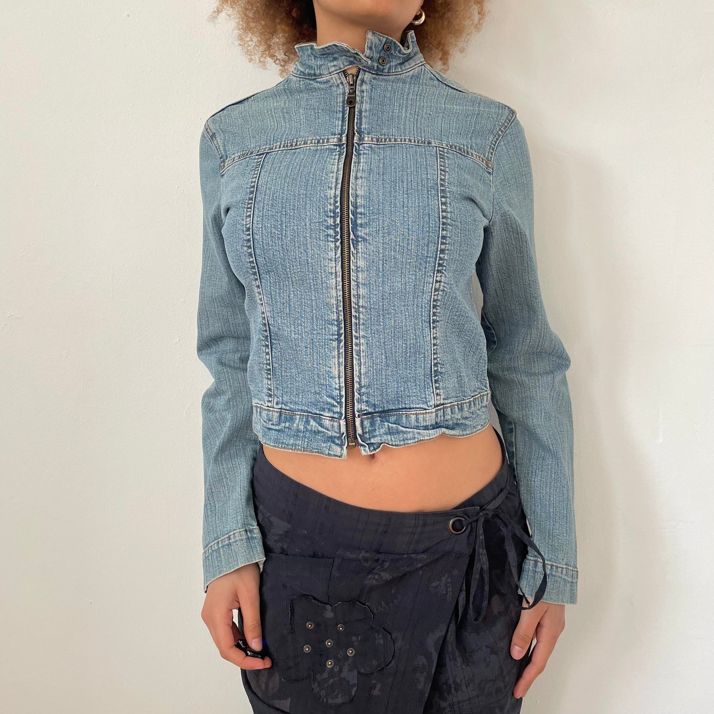 90's Moto Denim Jacket - Size XS