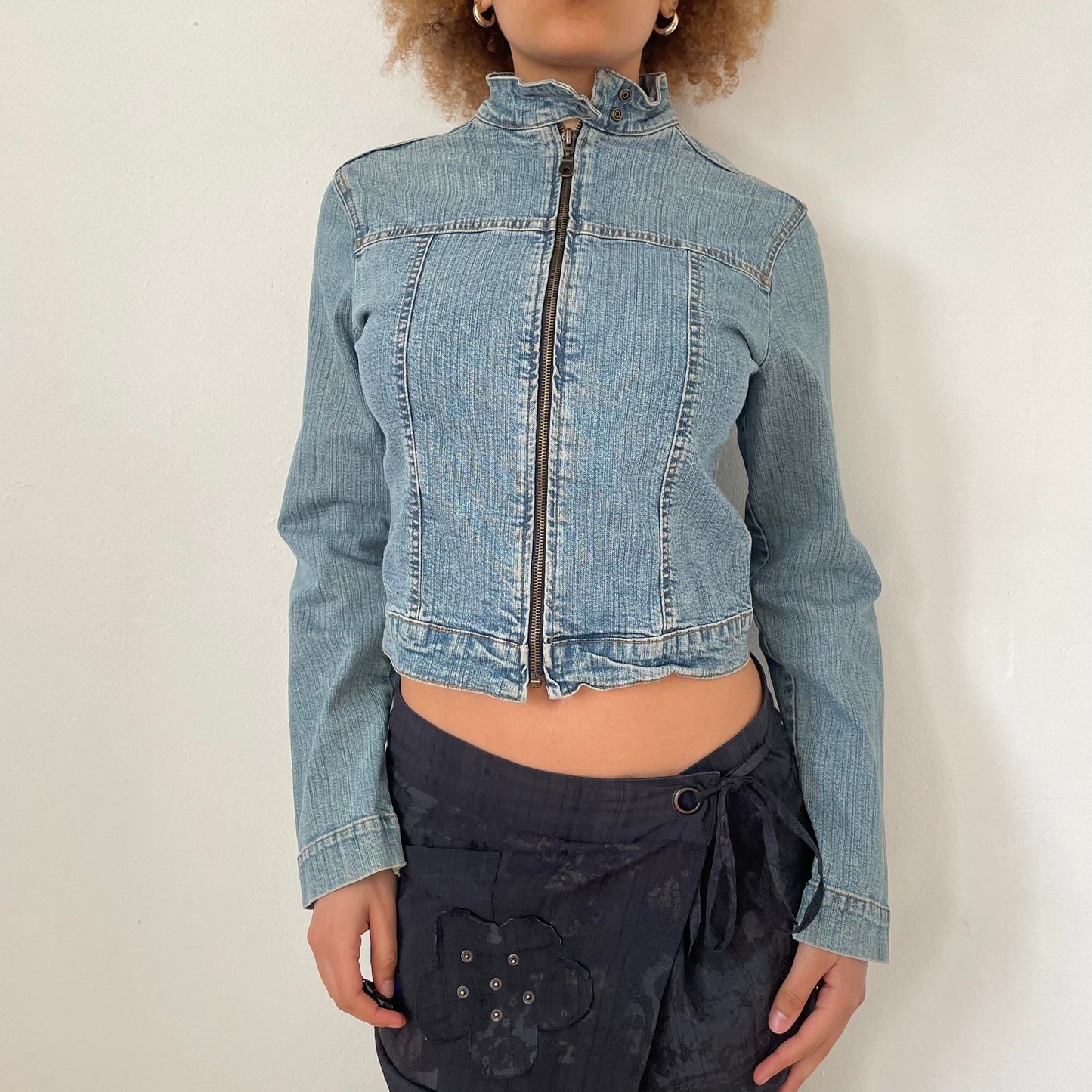 90's Moto Denim Jacket - Size XS