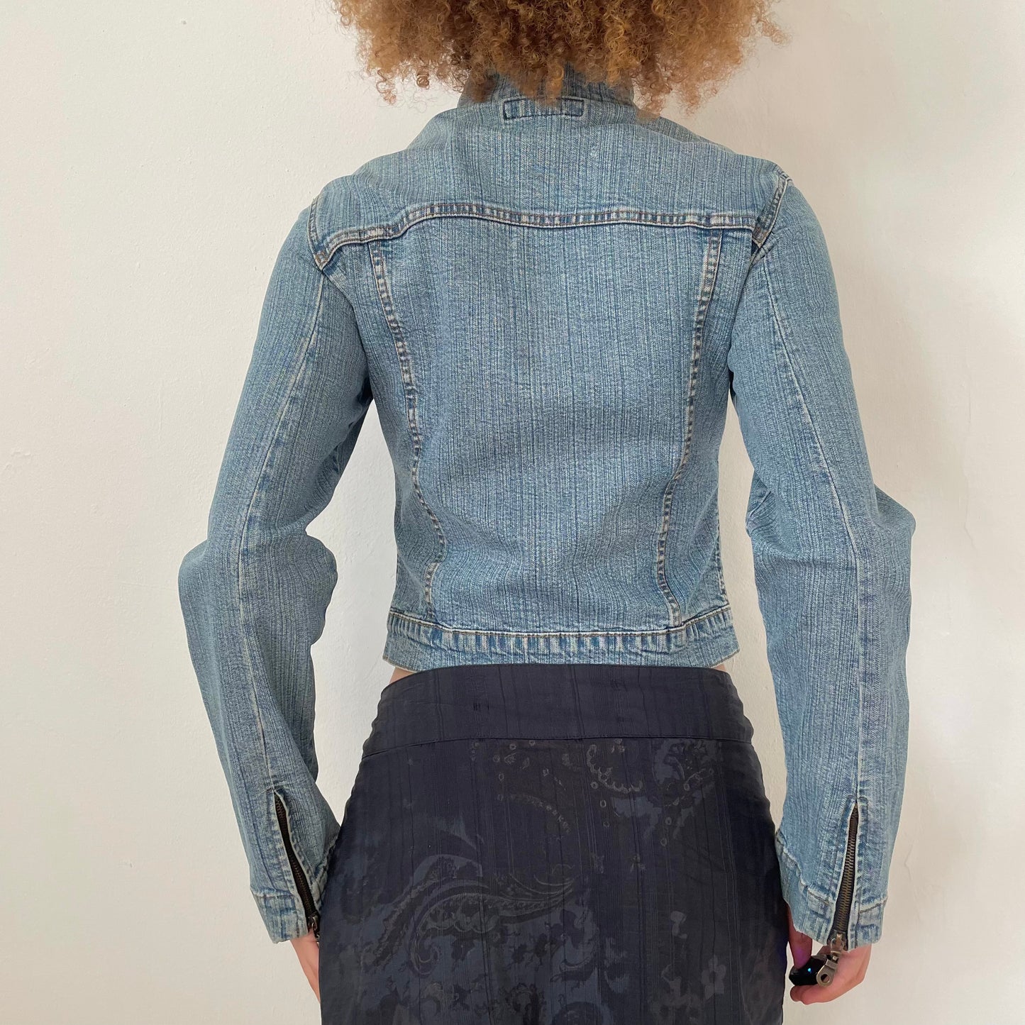 90's Moto Denim Jacket - Size XS