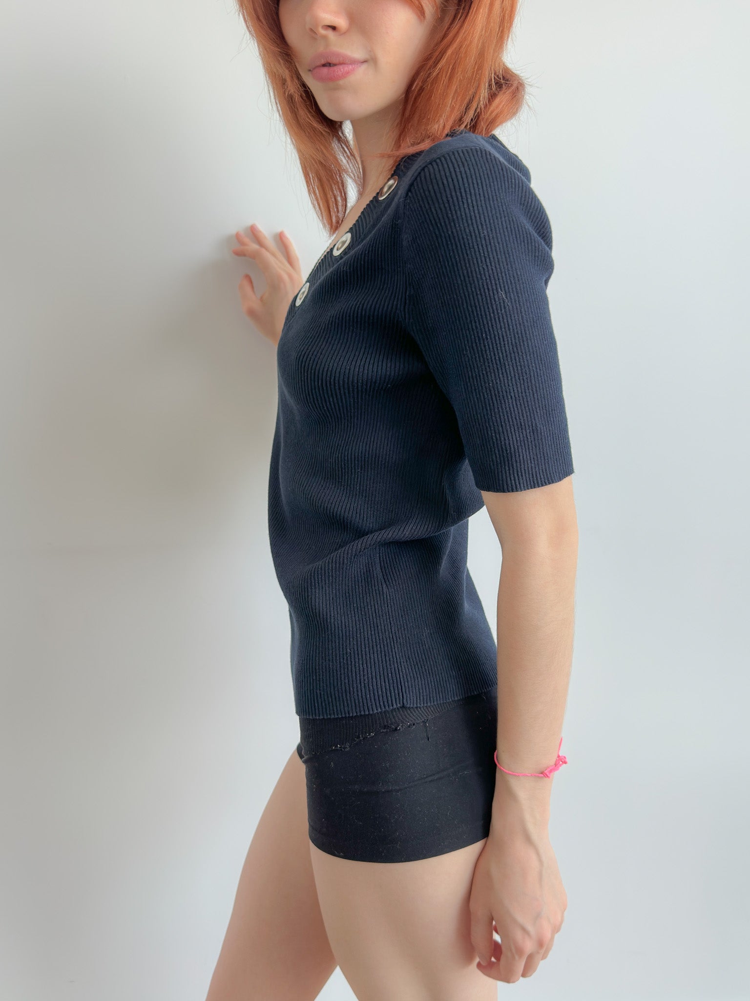 studded v-neck tee / size s-m