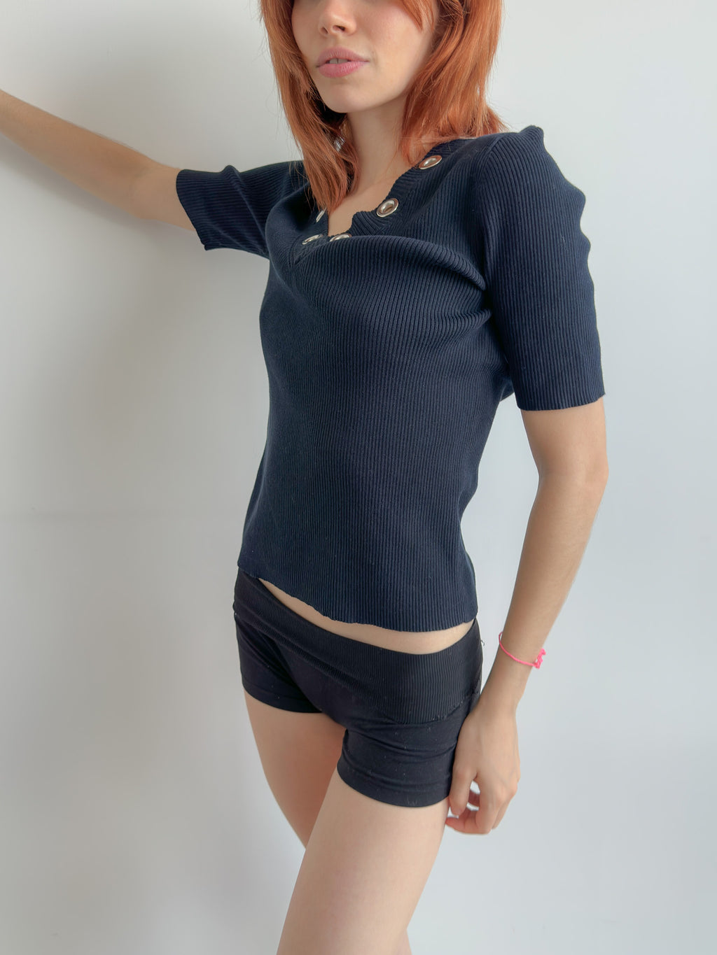 studded v-neck tee / size s-m