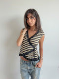 striped wrap top / size s