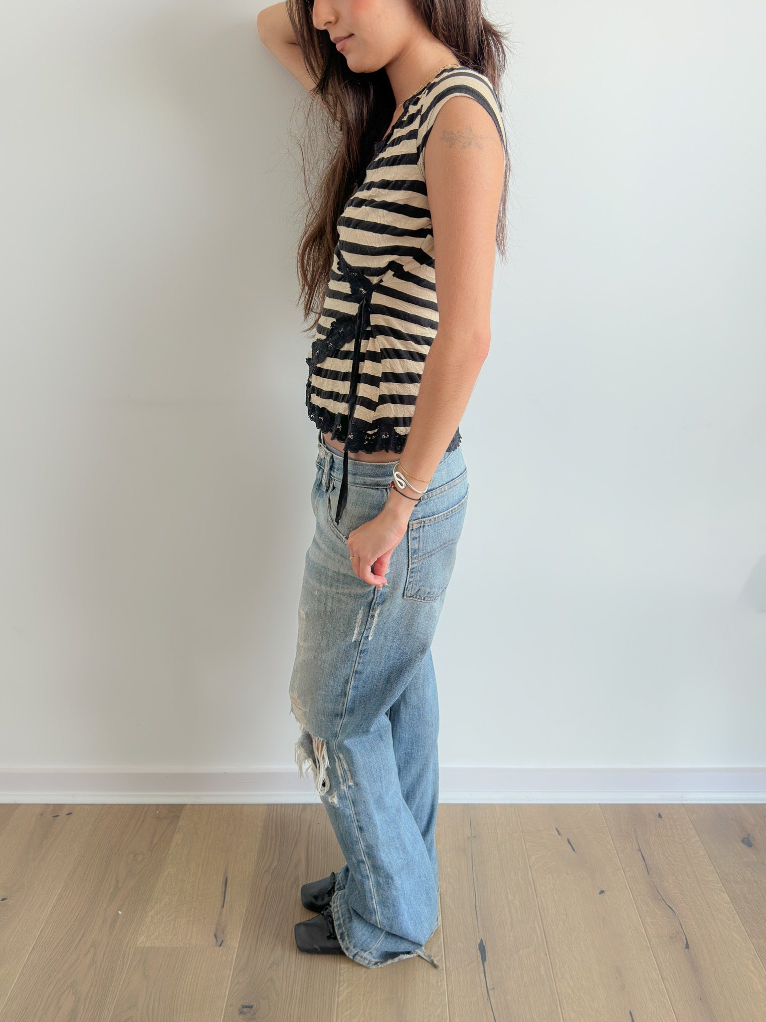 striped wrap top / size s