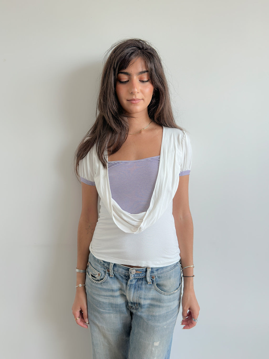 draped stripe tee / size s