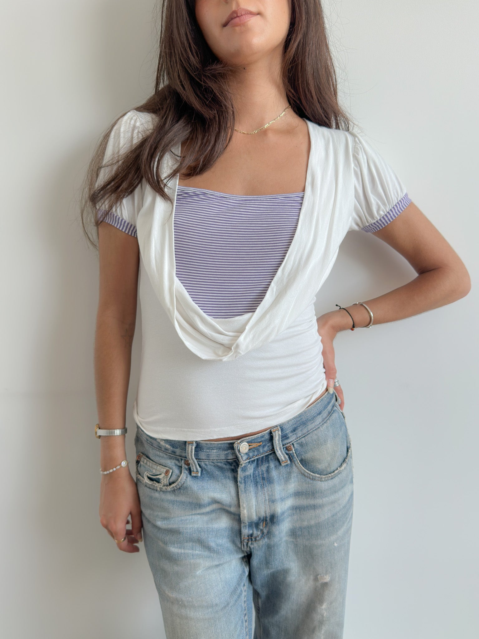 draped stripe tee / size s