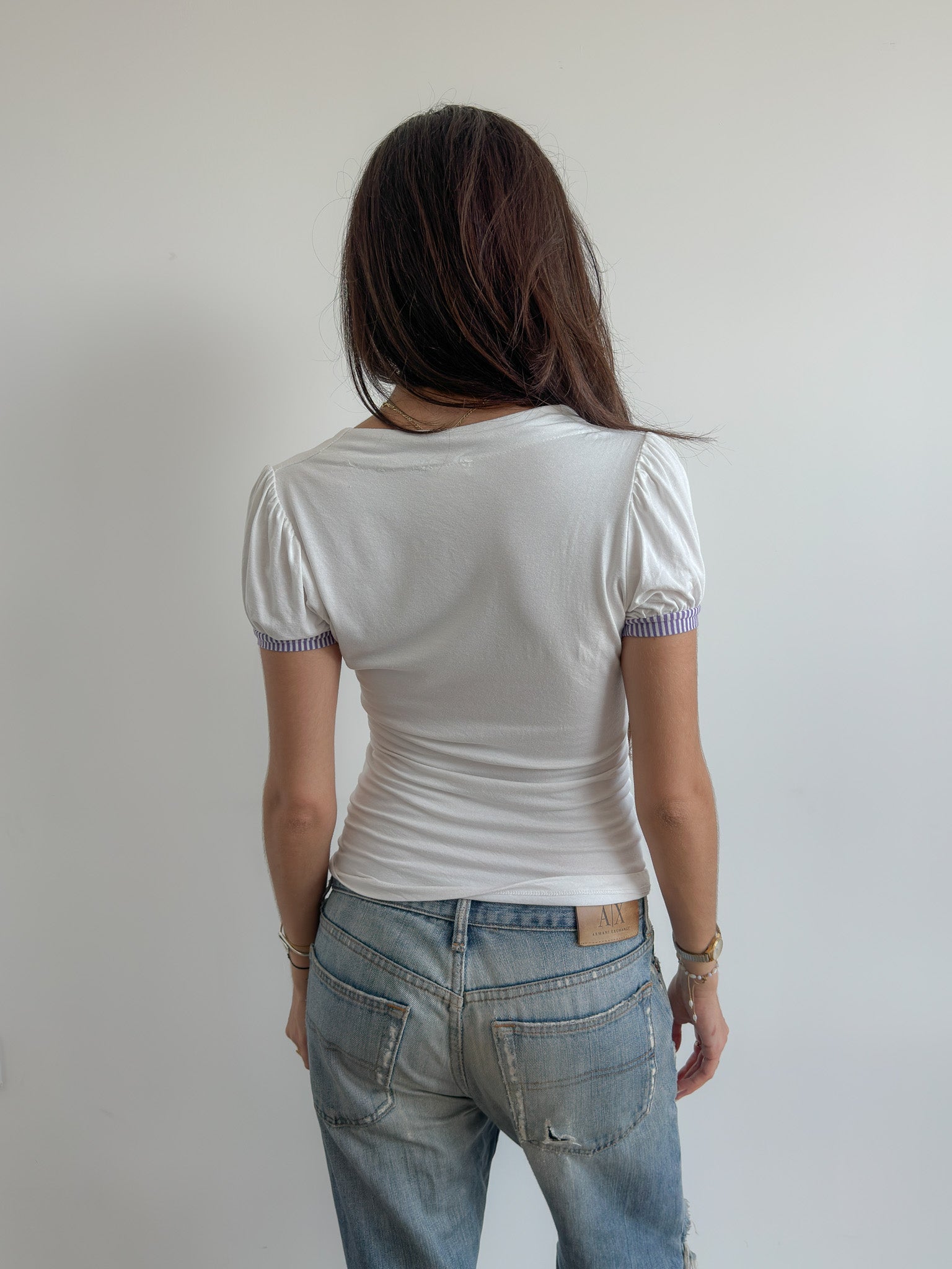 draped stripe tee / size s