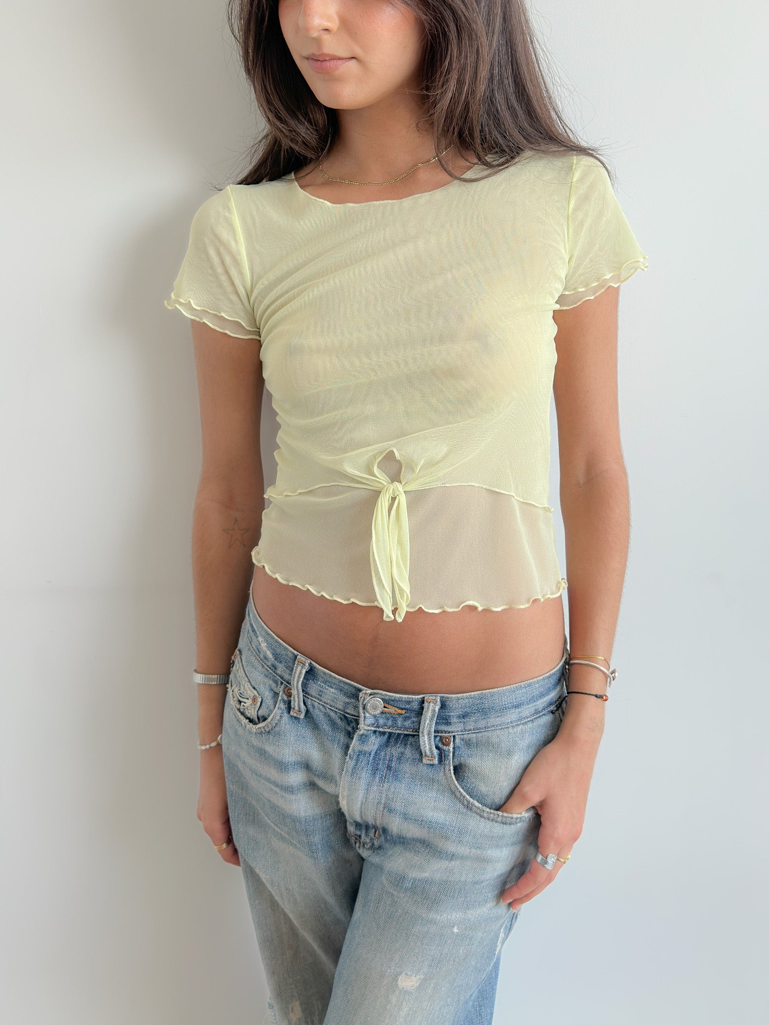 mesh baby tee / size xs-s